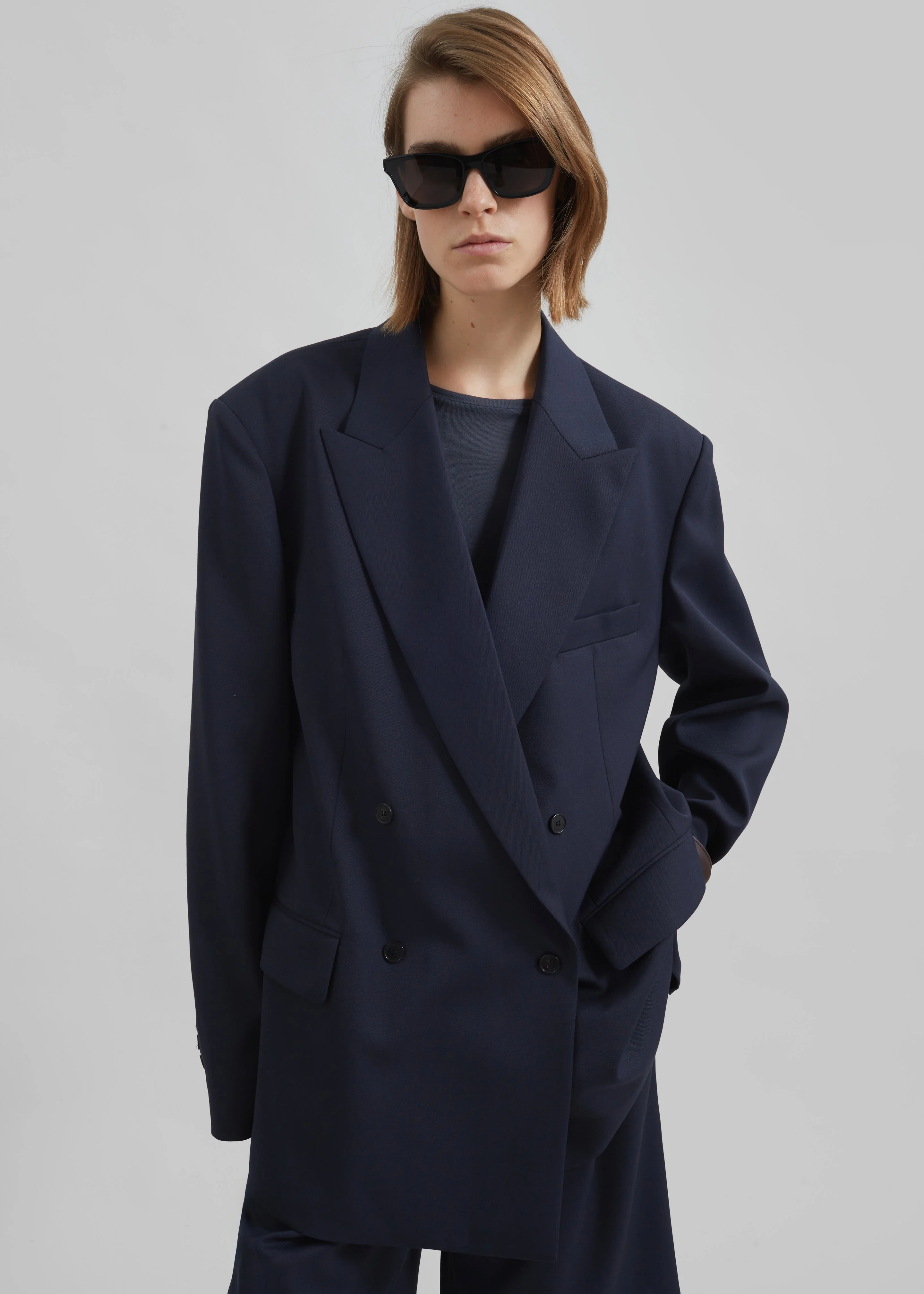 Newark Double Breasted Blazer - Navy - Image 5