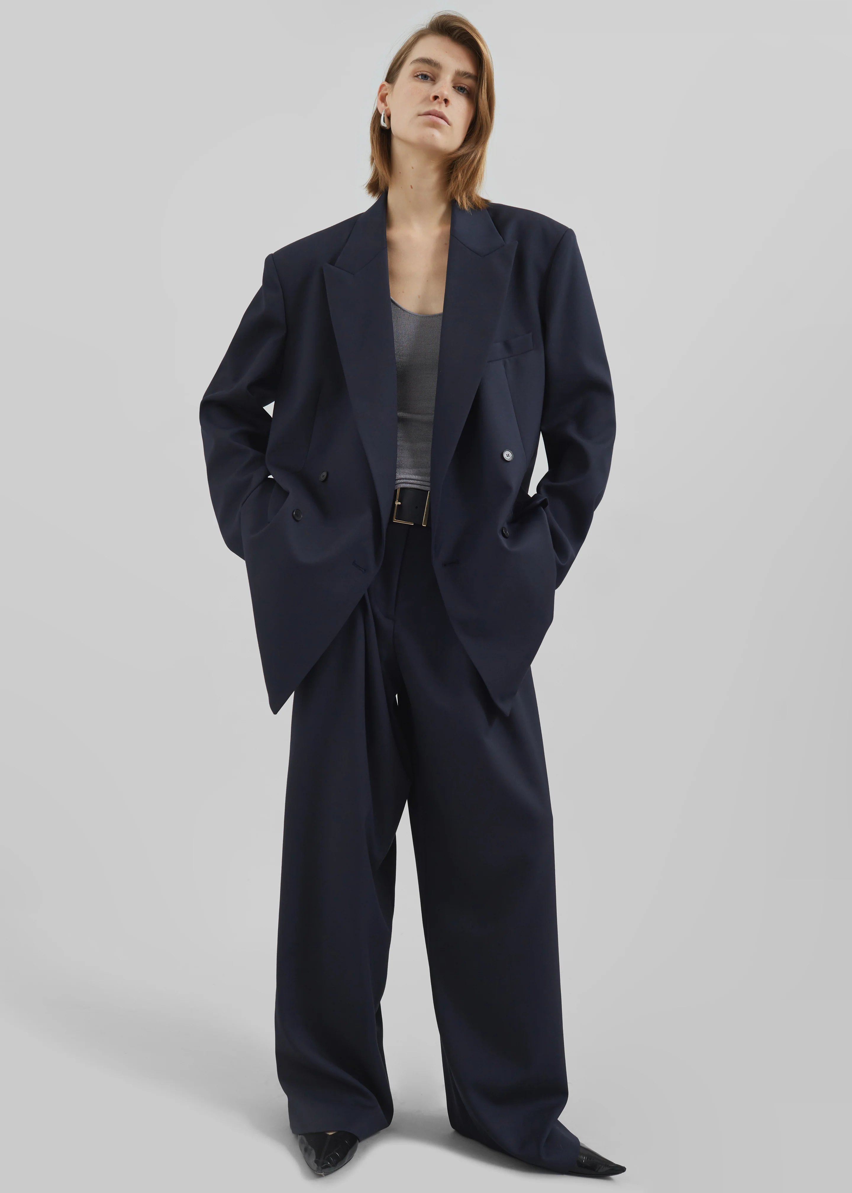 Newark Double Breasted Blazer - Navy - Image 8