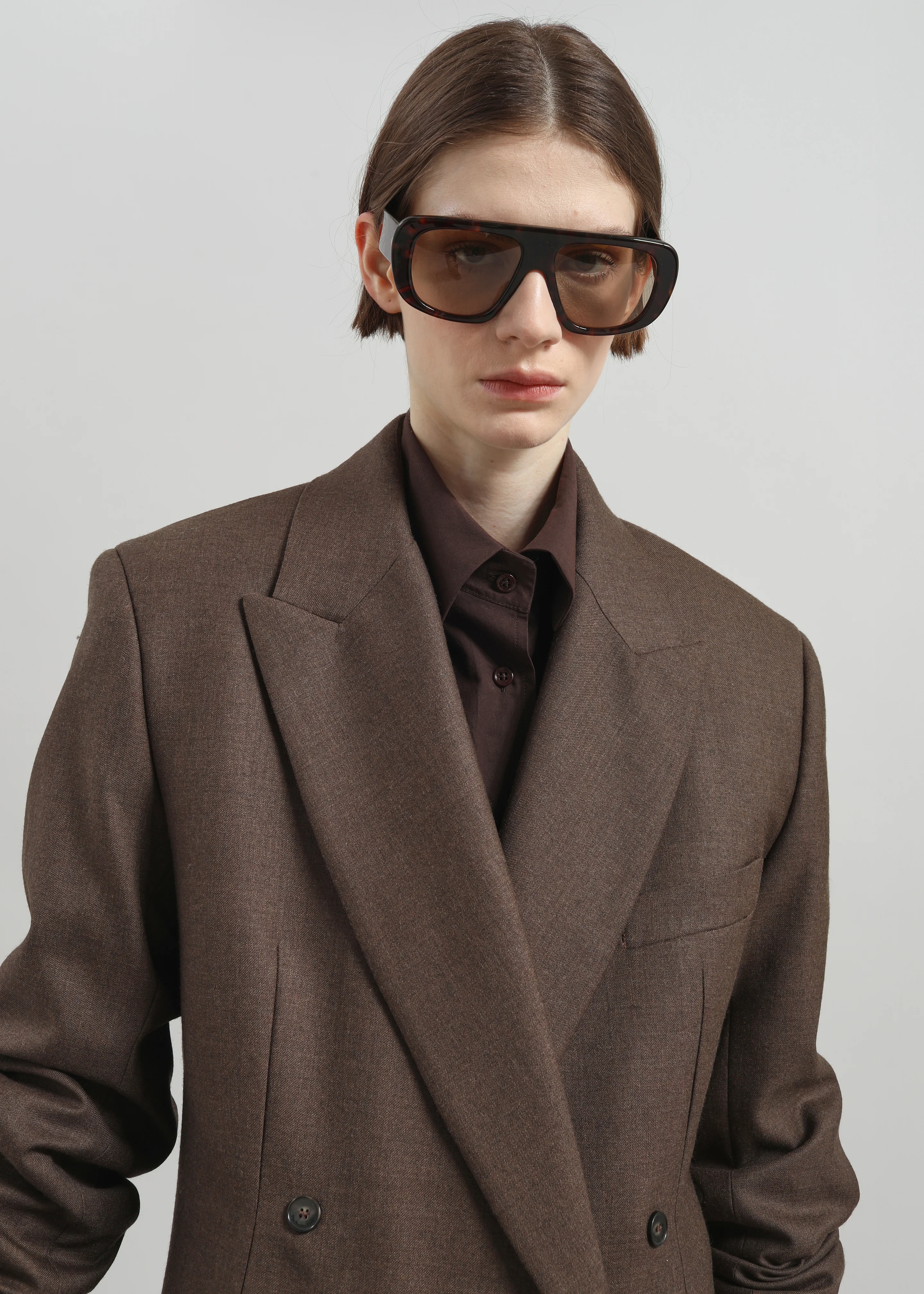Newark Flannel Double Breasted Blazer - Mocha - Image 5