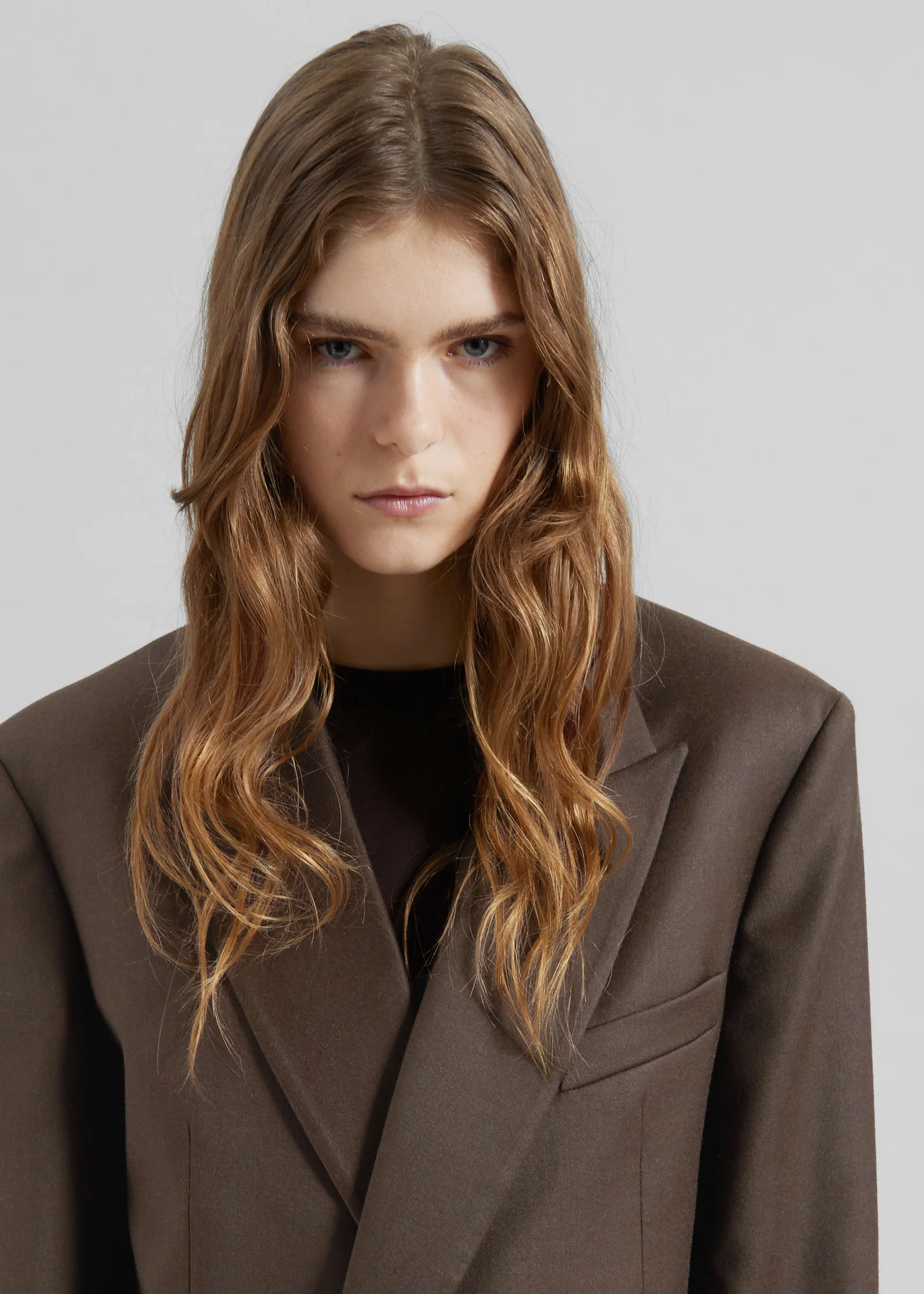 Newark Flannel Double Breasted Blazer - Mocha - Image 7