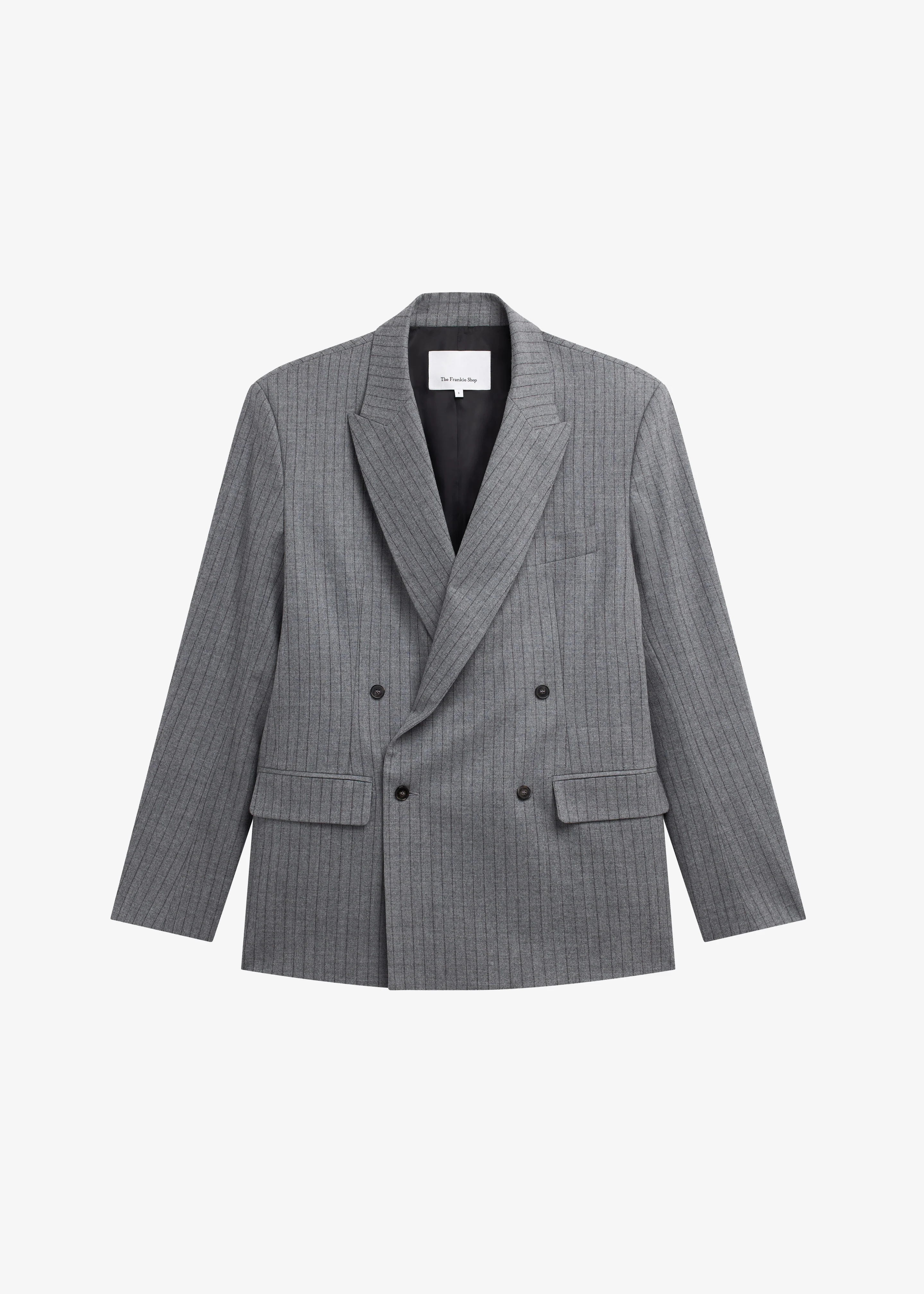 Newark Pinstripe Double Breasted Blazer - Grey/Brown - Image 12