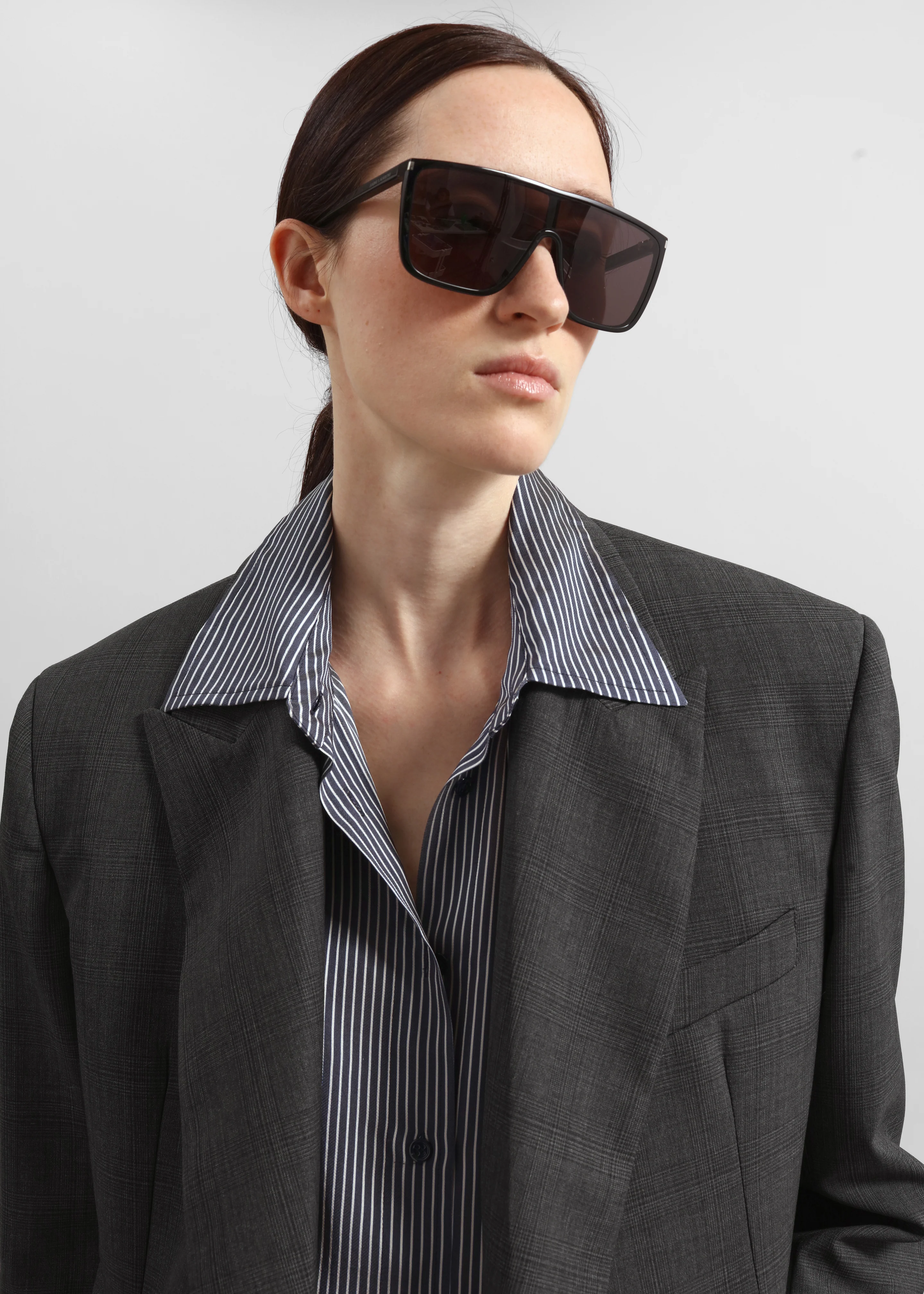 Newark Plaid Double Breasted Blazer - Dark Grey - Image 2