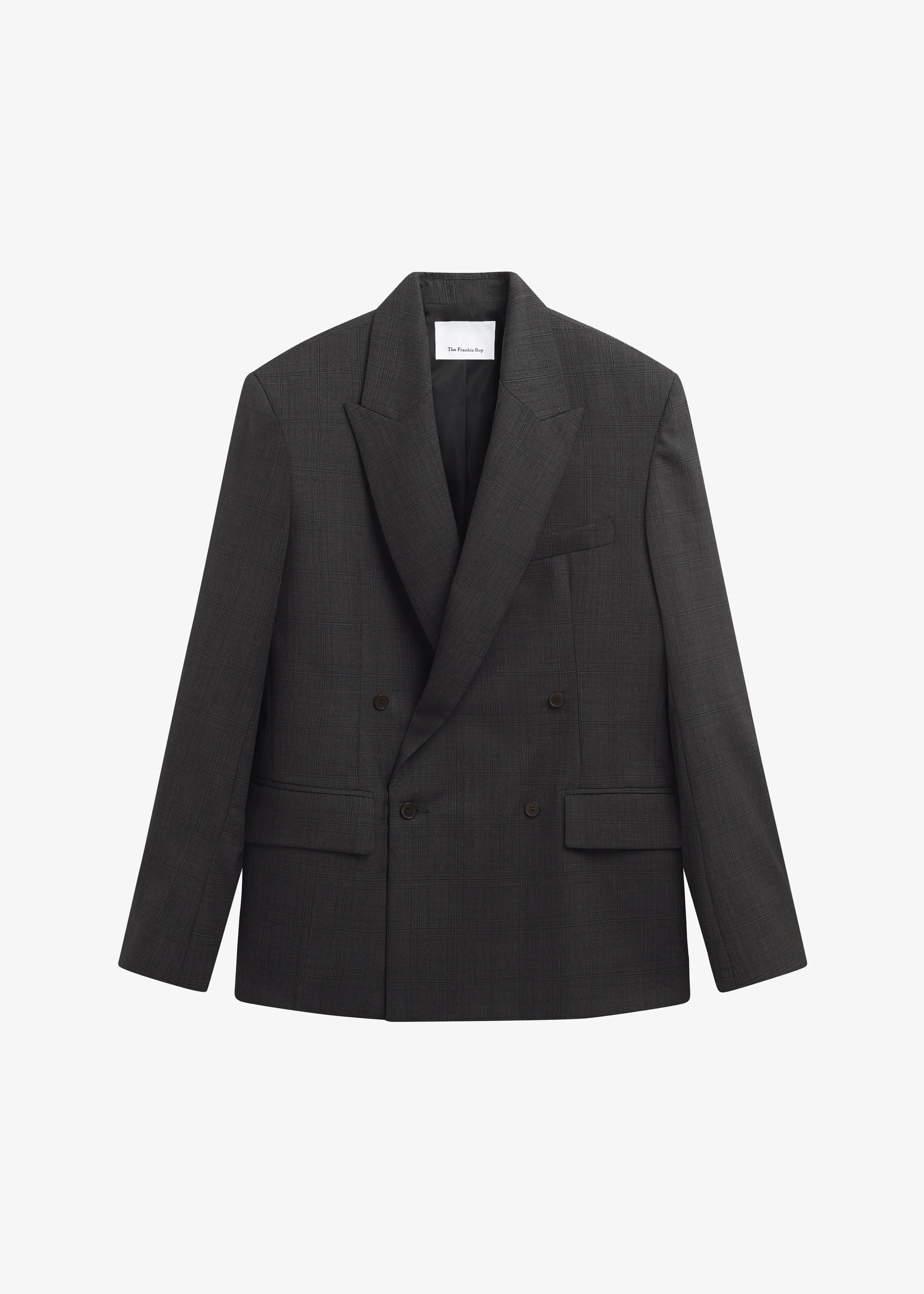 Newark Plaid Double Breasted Blazer - Dark Grey - Image 5