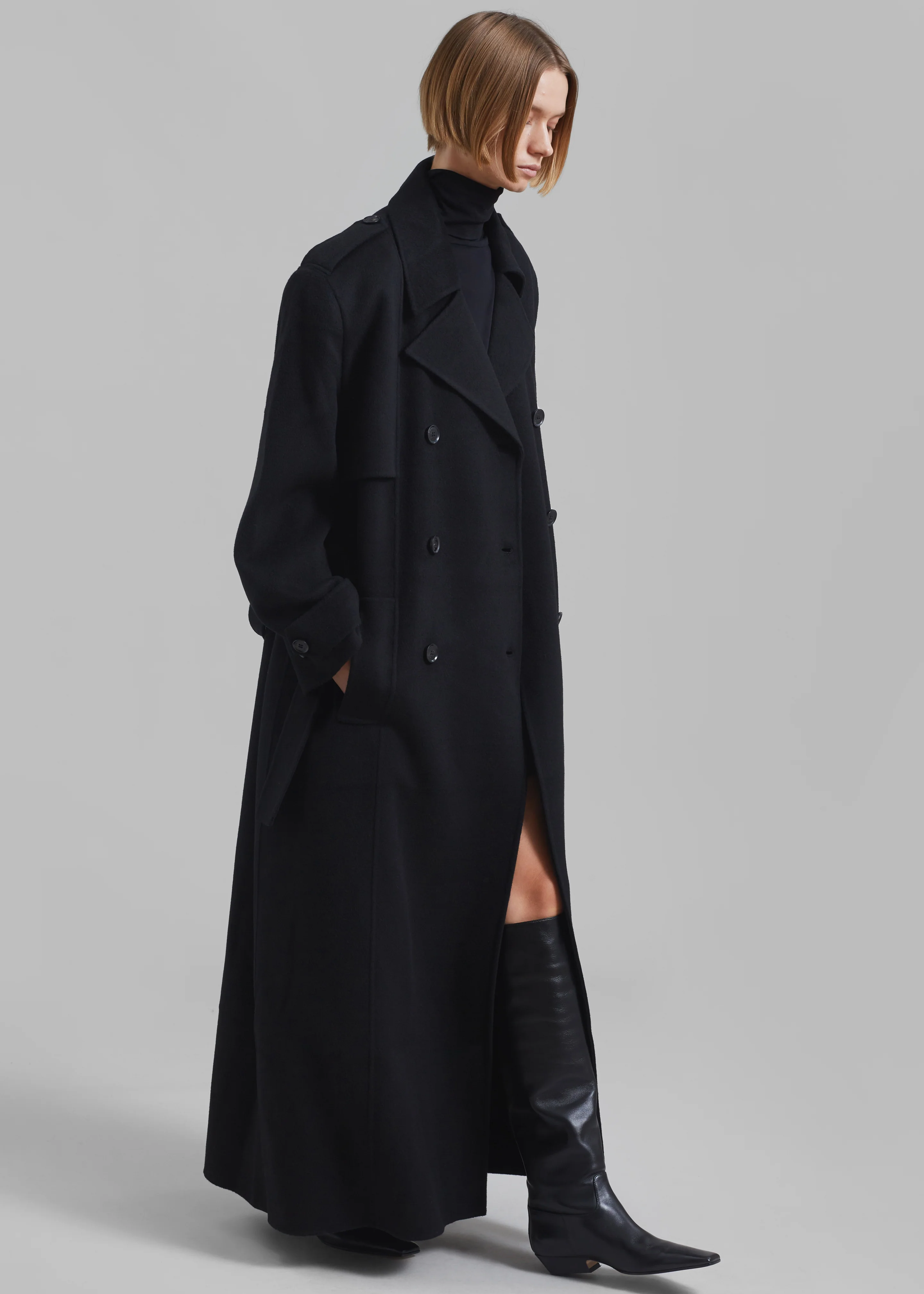 Nikola Padded Trench Coat - Black - Image 2