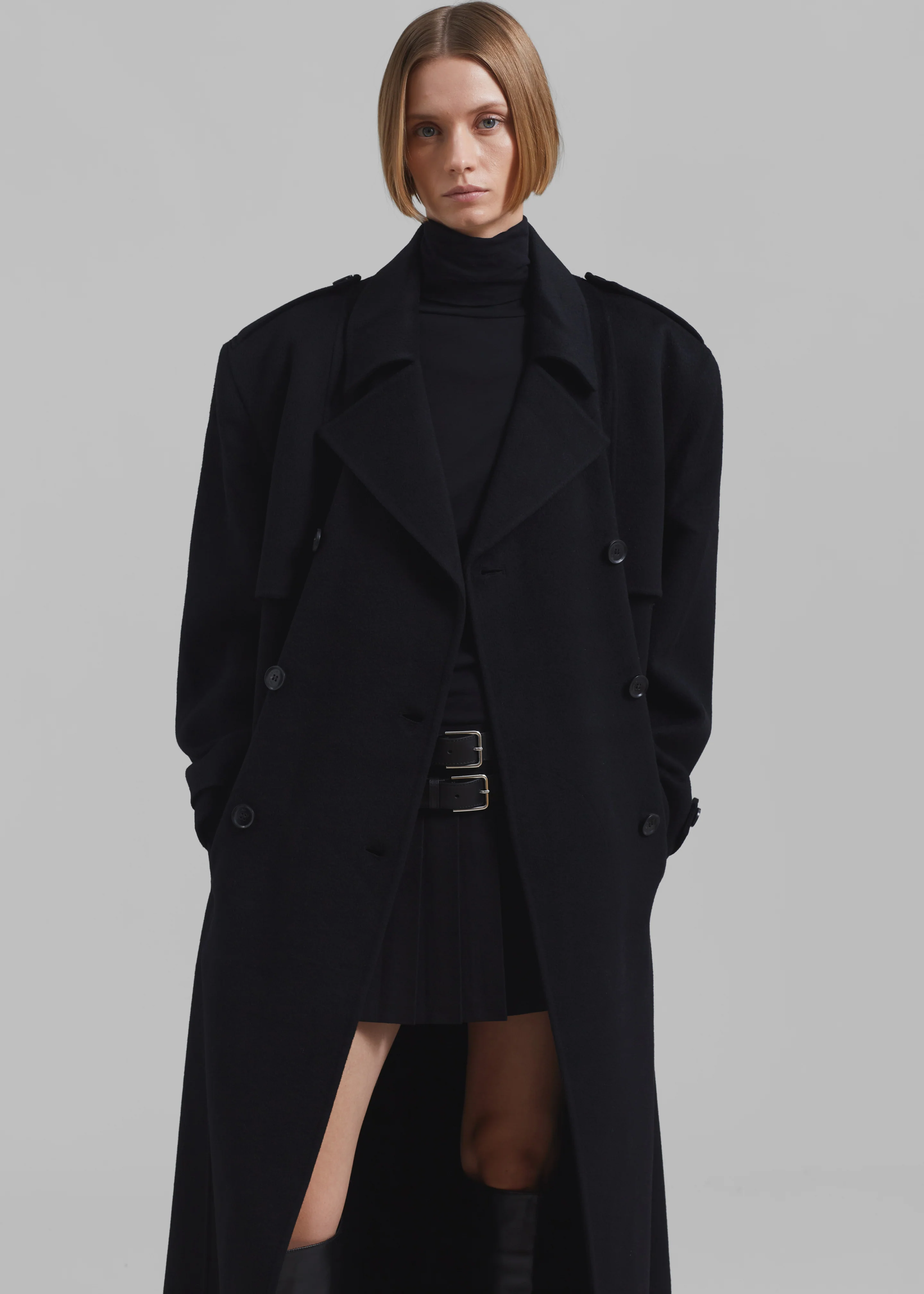 Nikola Padded Trench Coat - Black - Image 3
