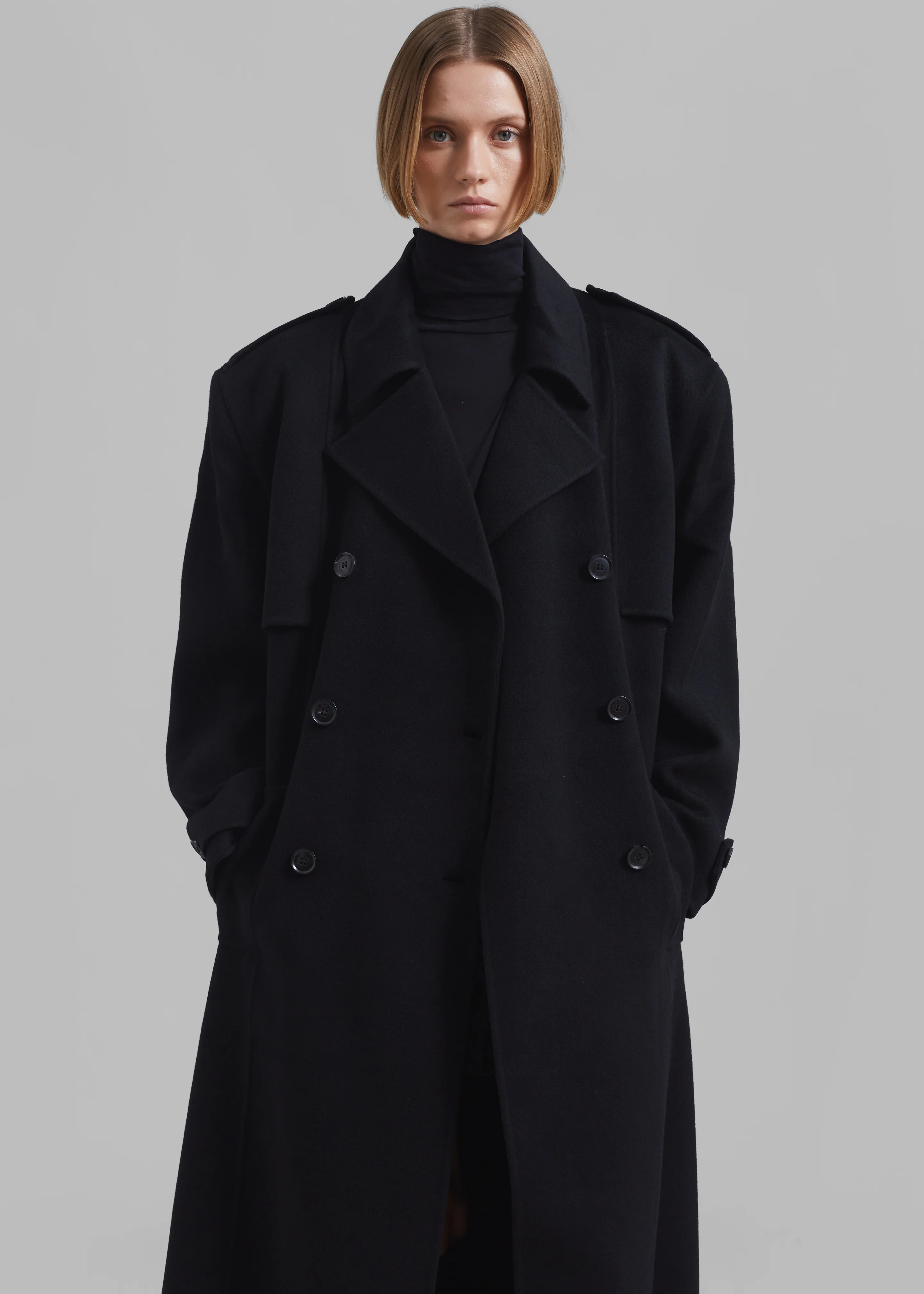 Nikola Padded Trench Coat - Black - Image 7