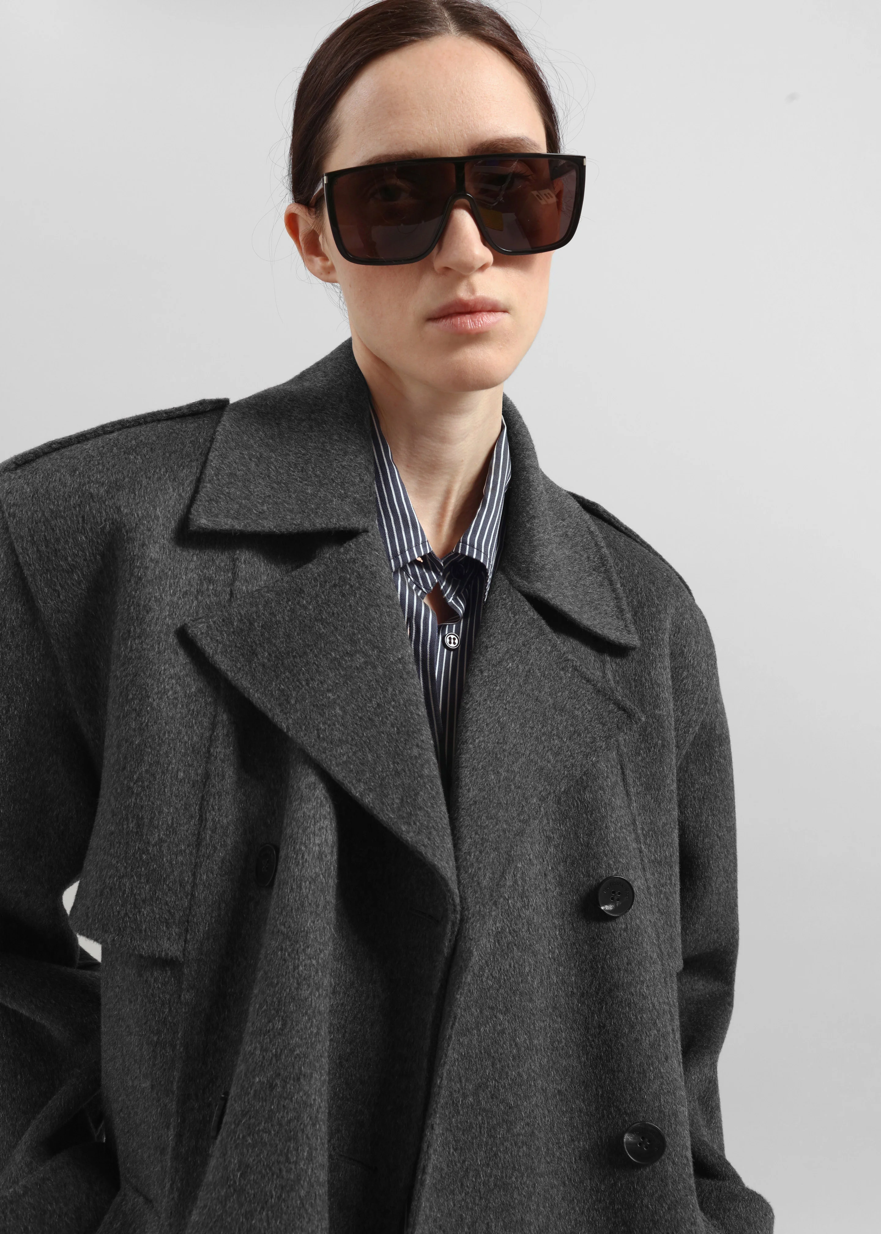 Nikola Padded Trench Coat - Dark Grey Melange - Image 5