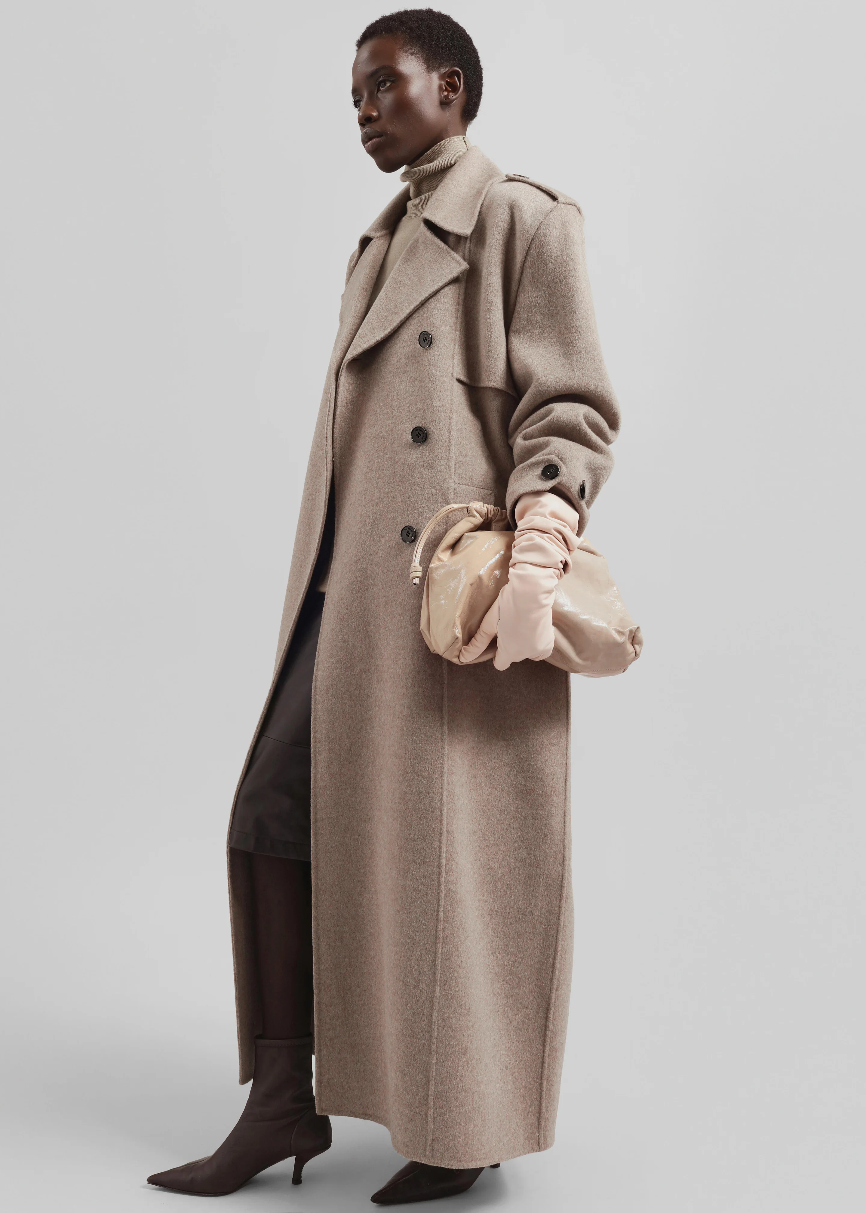 Nikola Padded Trench Coat - Taupe Melange - Image 3