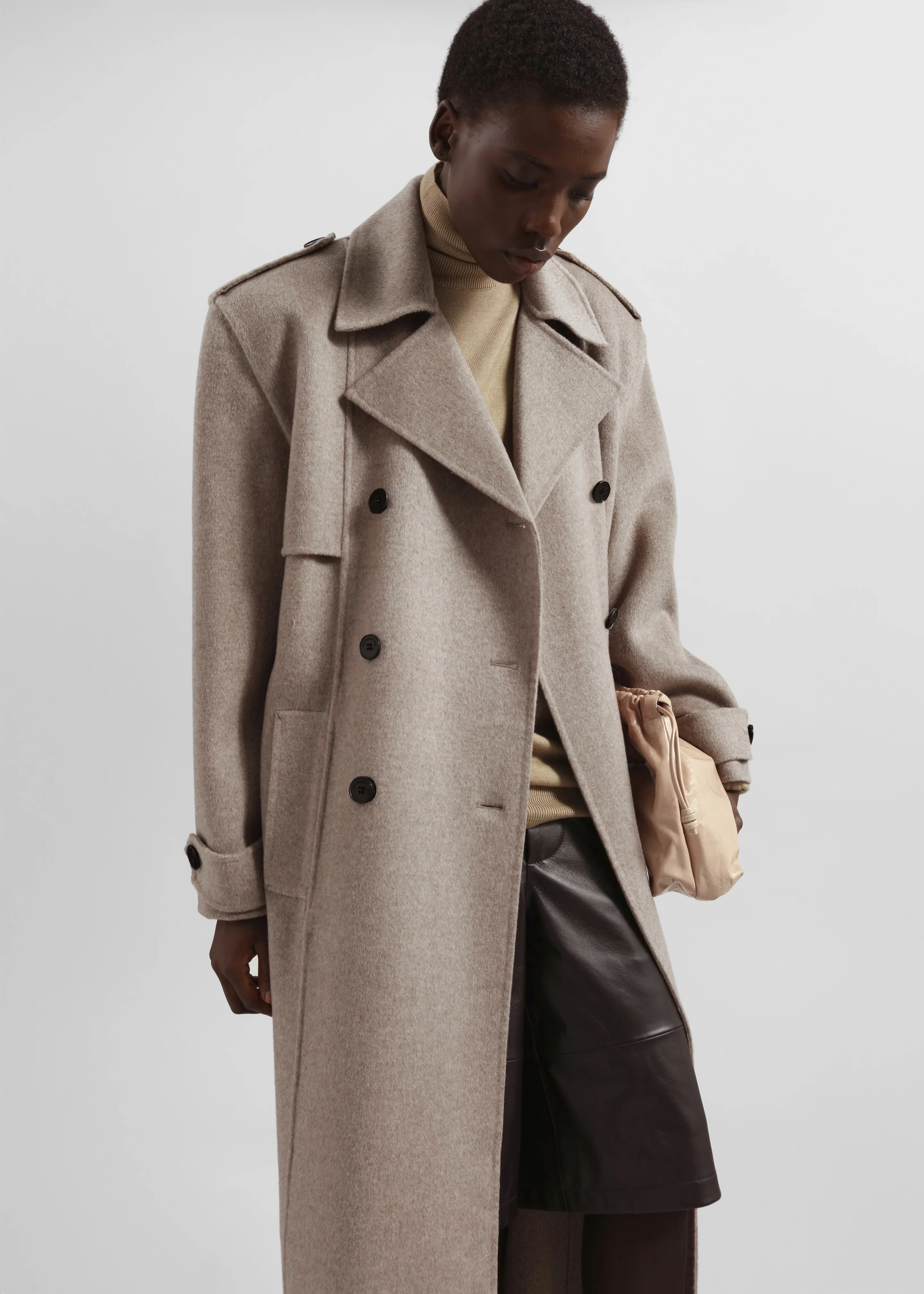 Nikola Padded Trench Coat - Taupe Melange - Image 4