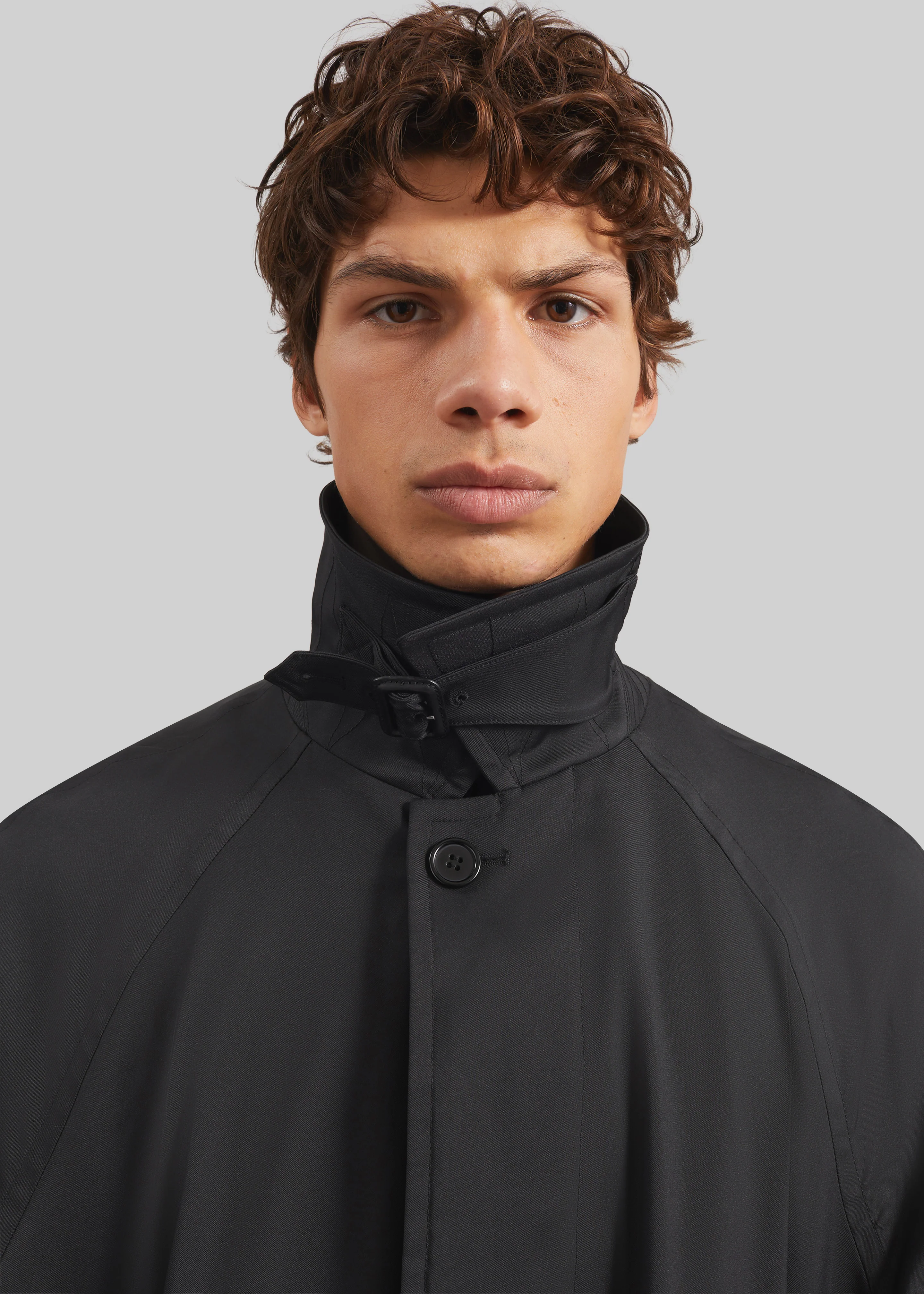 Nils Raglan Sleeve Trench Coat - Black - Image 3