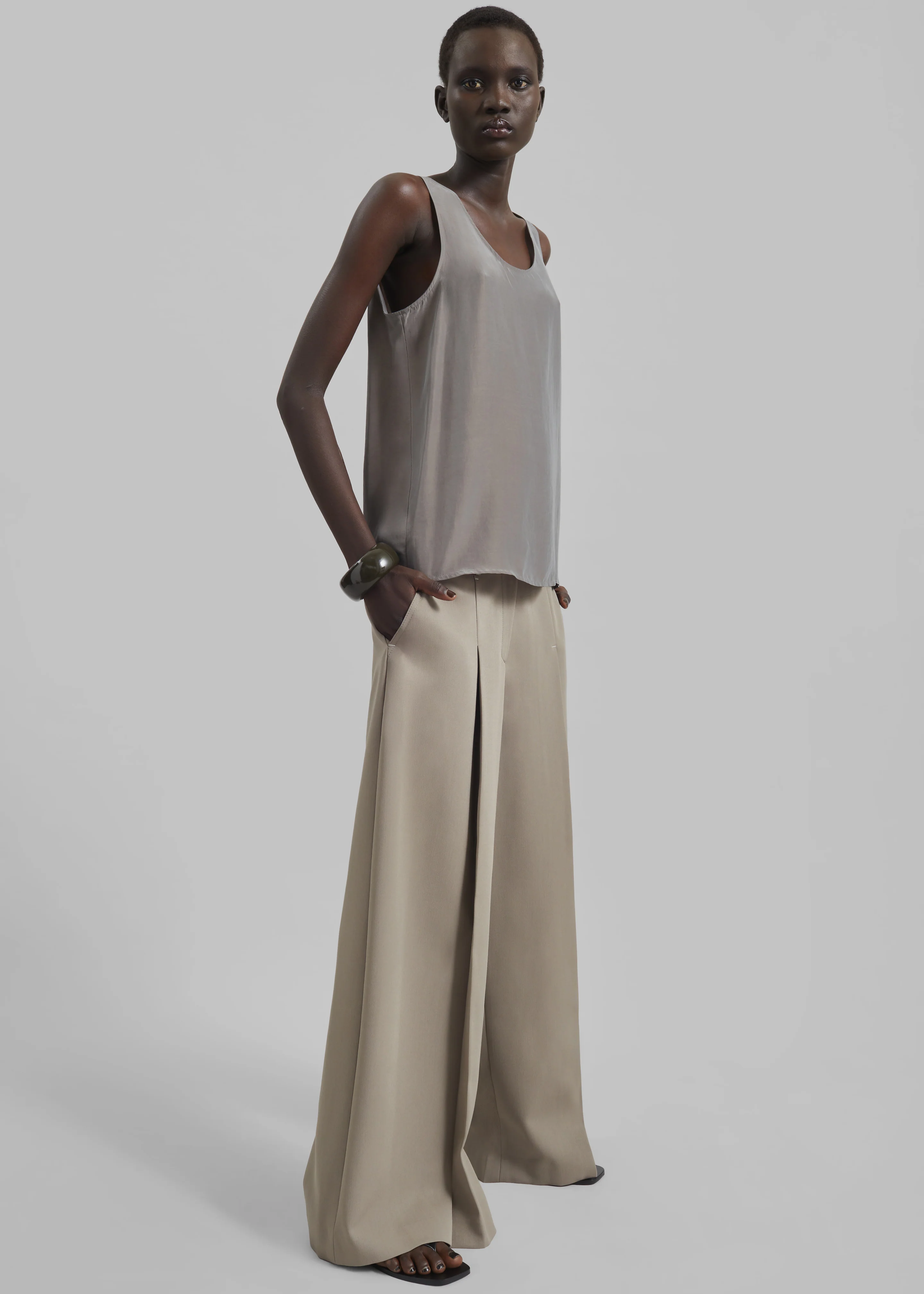 Nivee Lustrous Boxy Tank - Dark Taupe - Image 6
