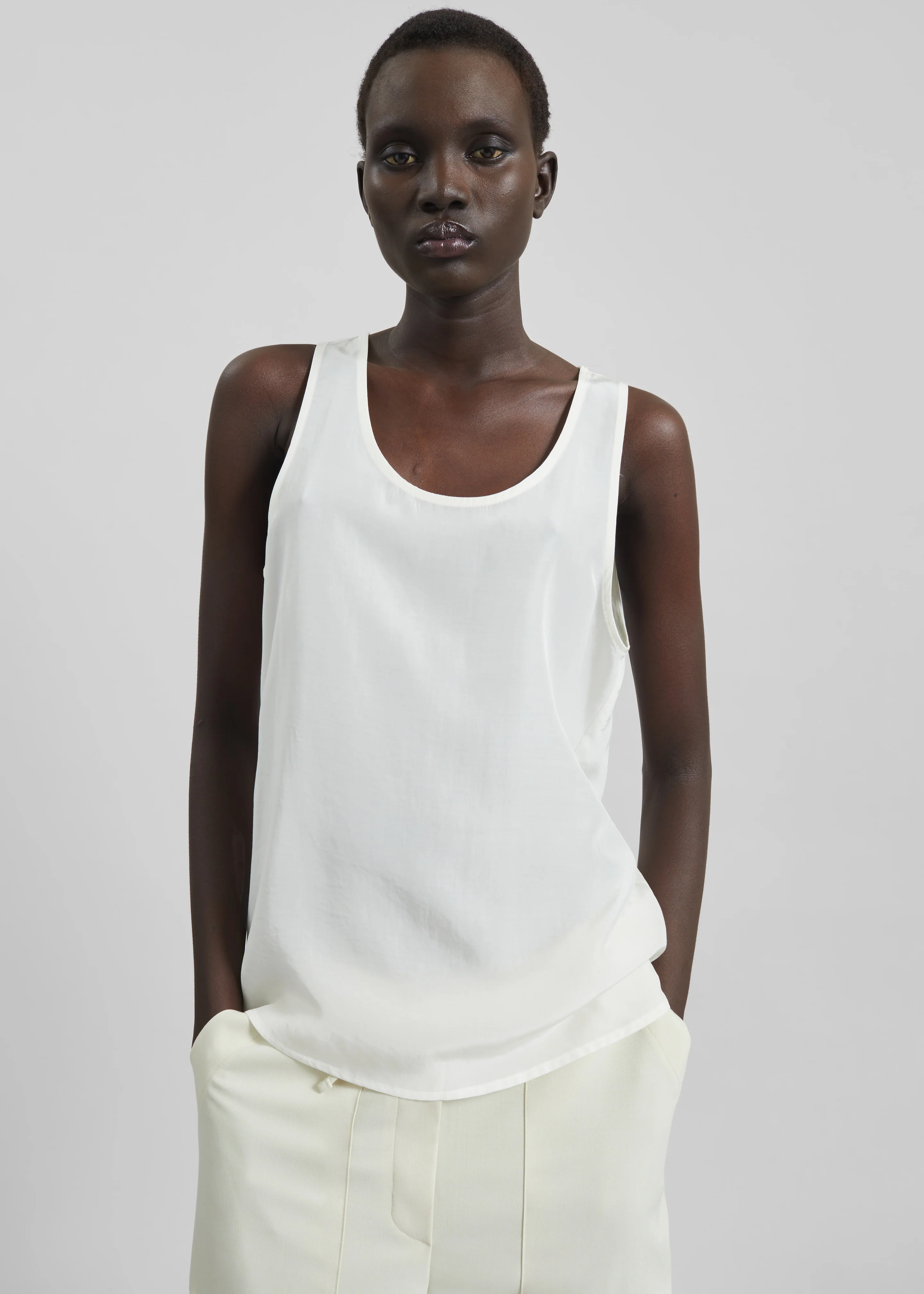 Nivee Lustrous Boxy Tank - Ivory - Image 4