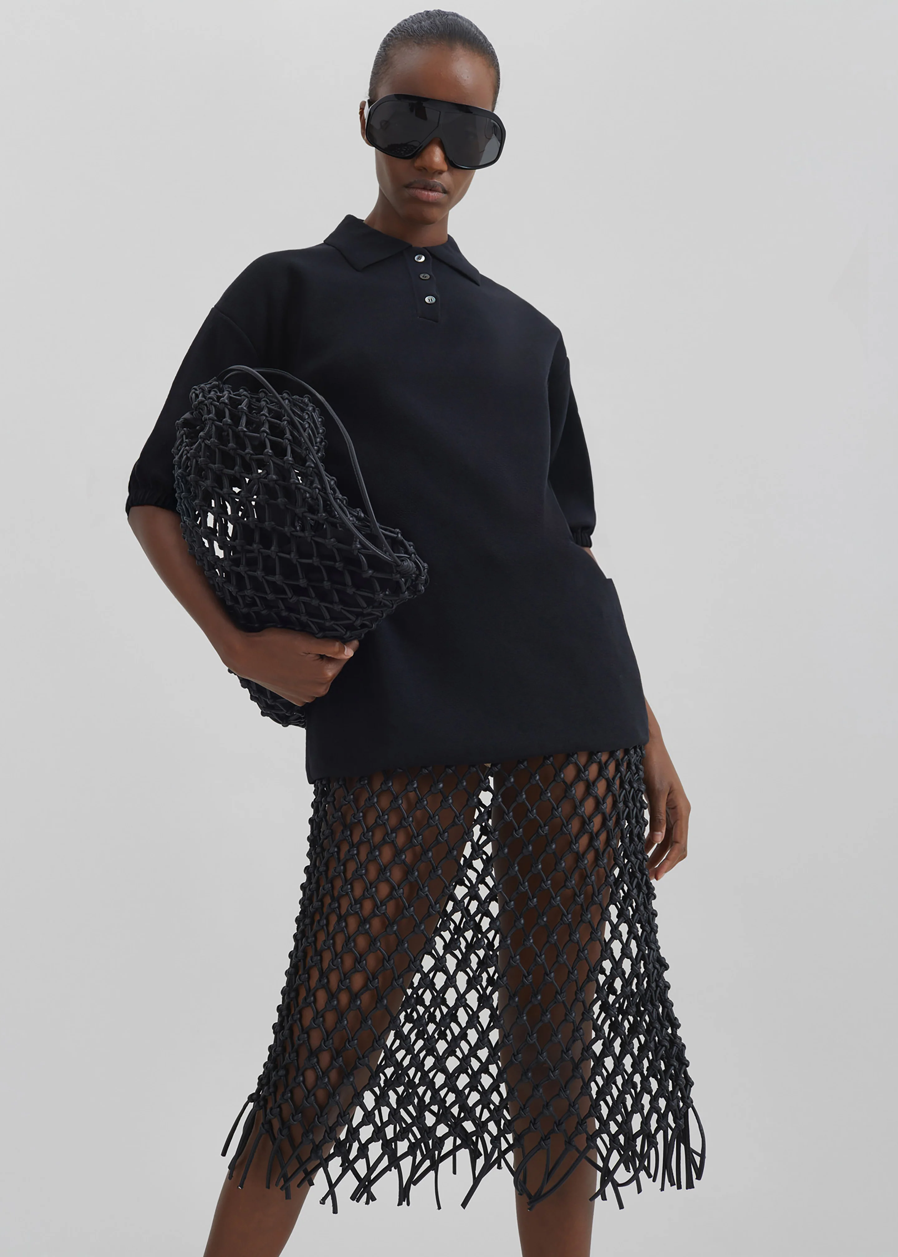 Nola Knit Polo Top - Black - Image 5