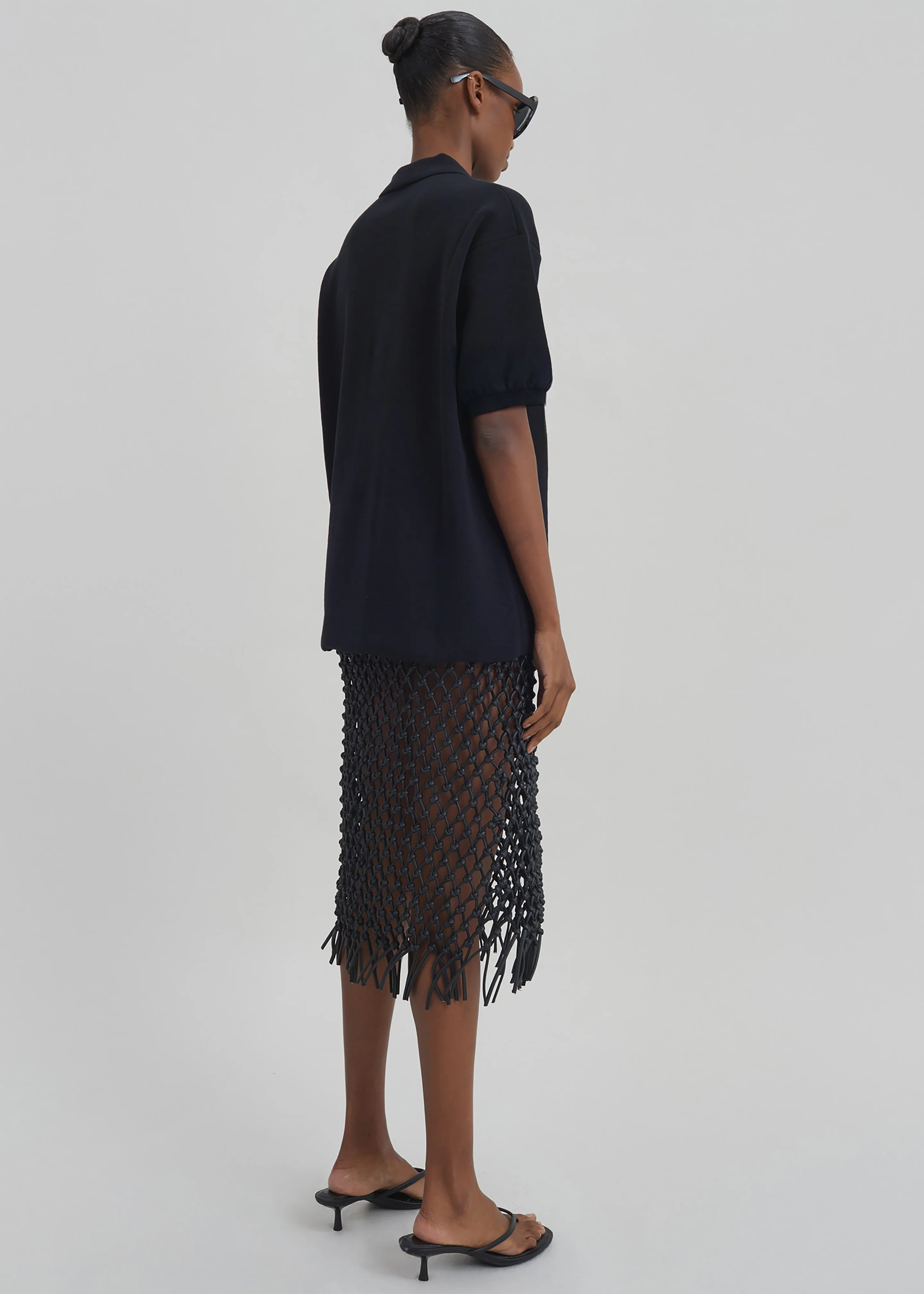 Nola Knit Polo Top - Black - Image 6