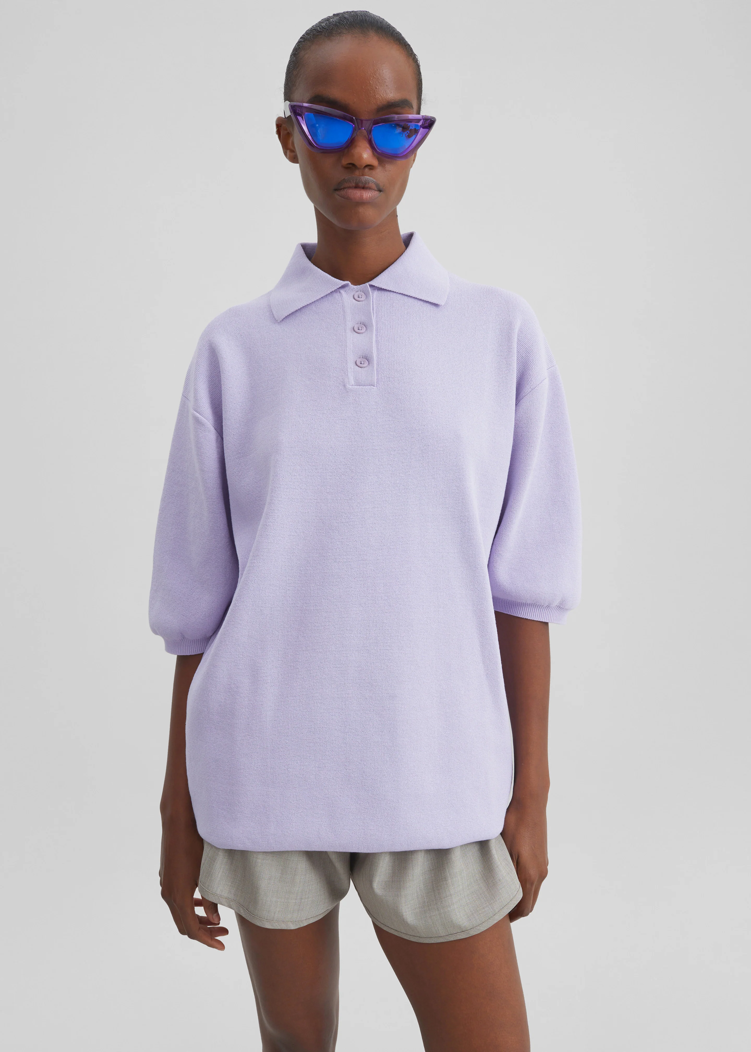 Nola Knit Polo Top - Lavender - Image 6