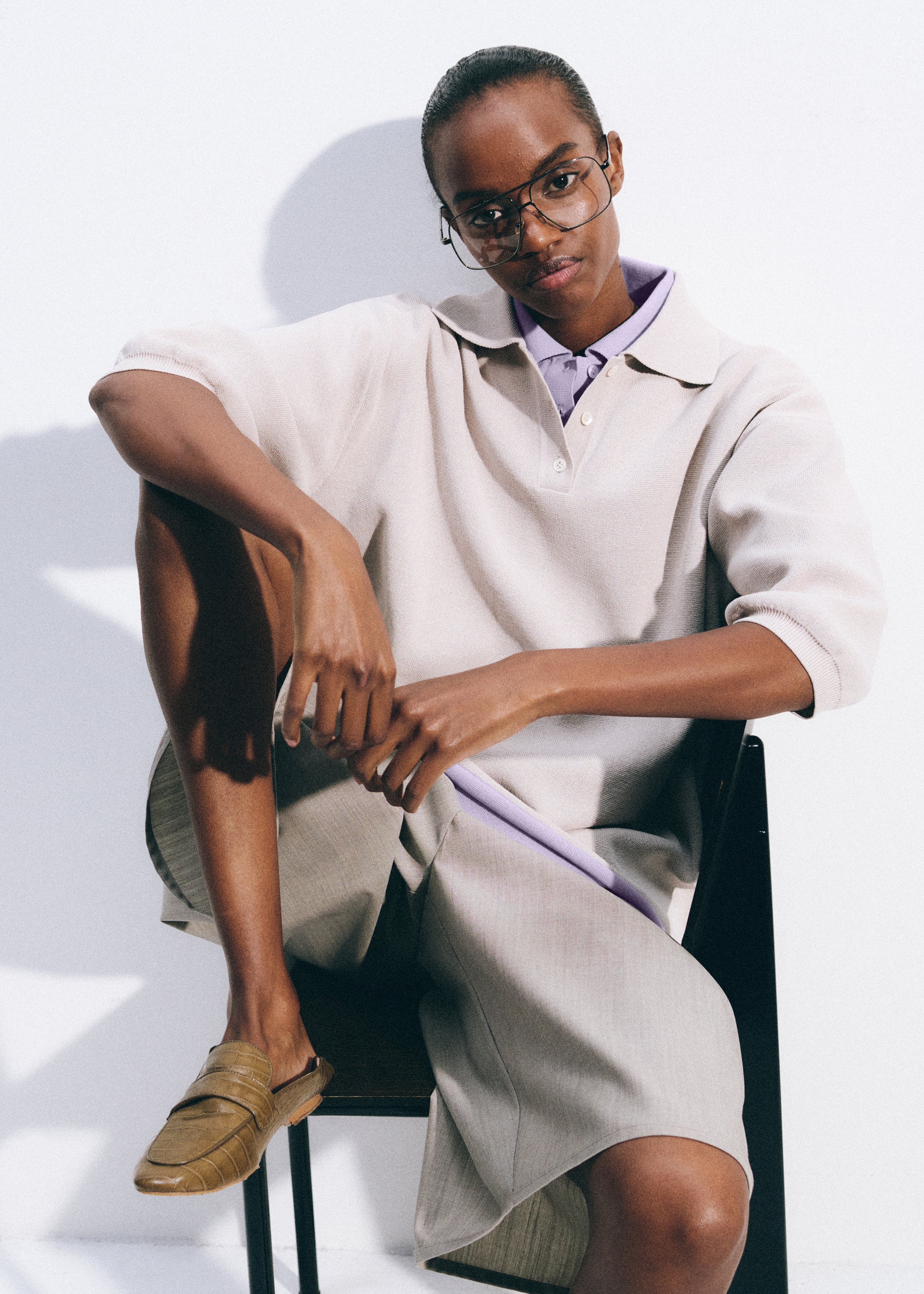 Nola Knit Polo Top - Slate Grey - Image 2
