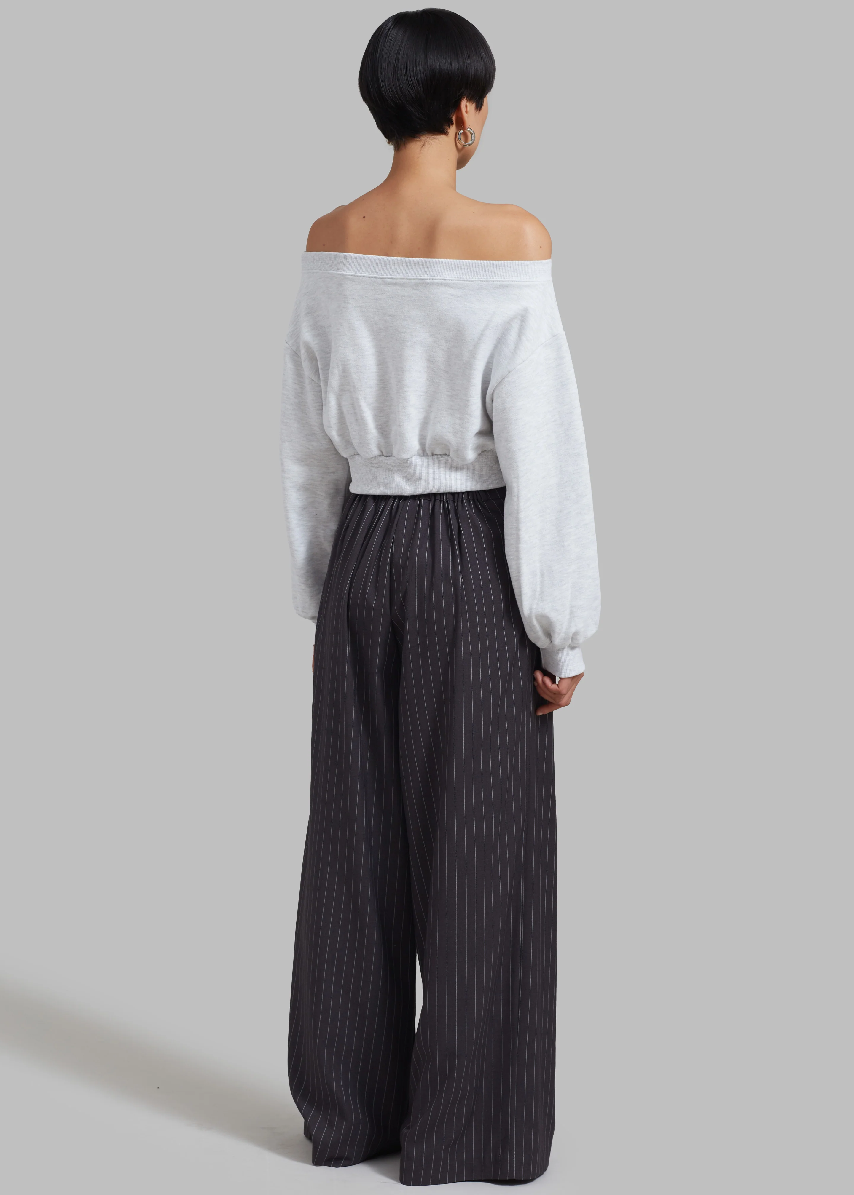 Noor Wide Pants - Grey Pinstripe - Image 12