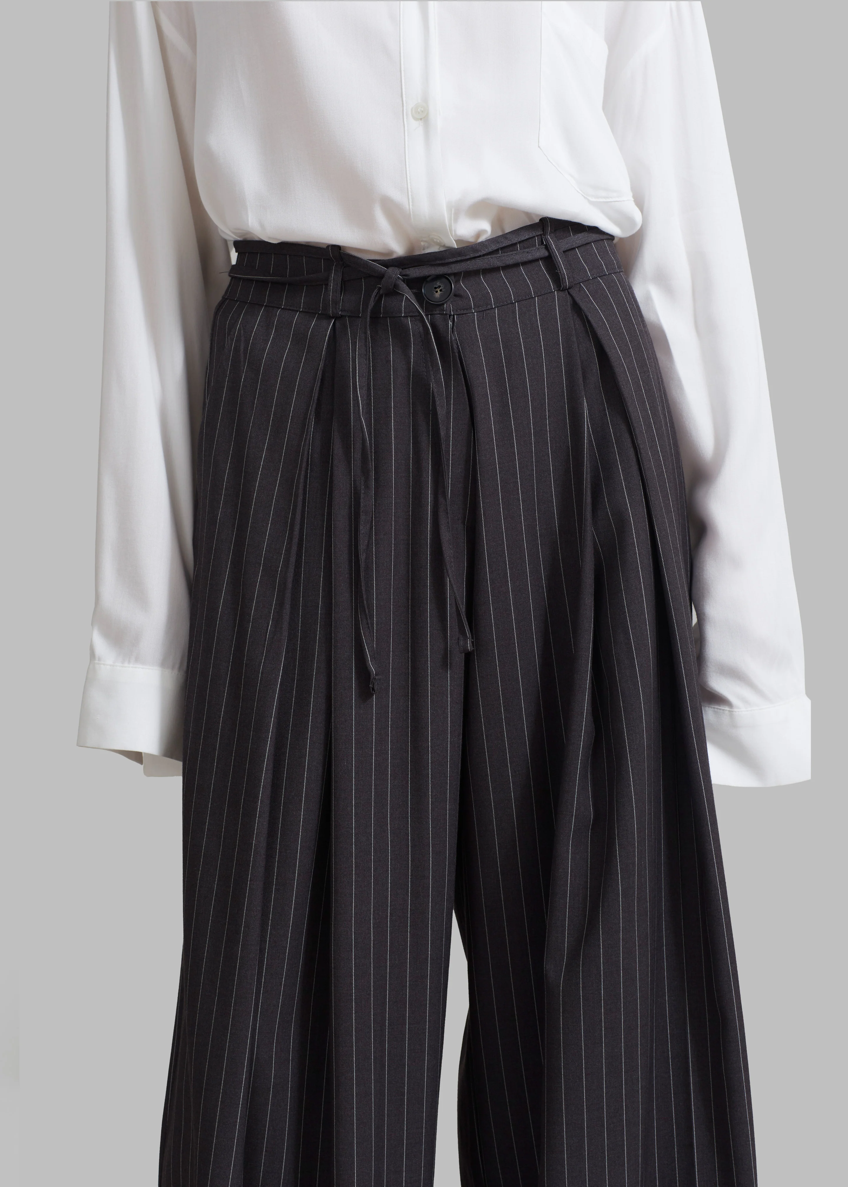 Noor Wide Pants - Grey Pinstripe - Image 5
