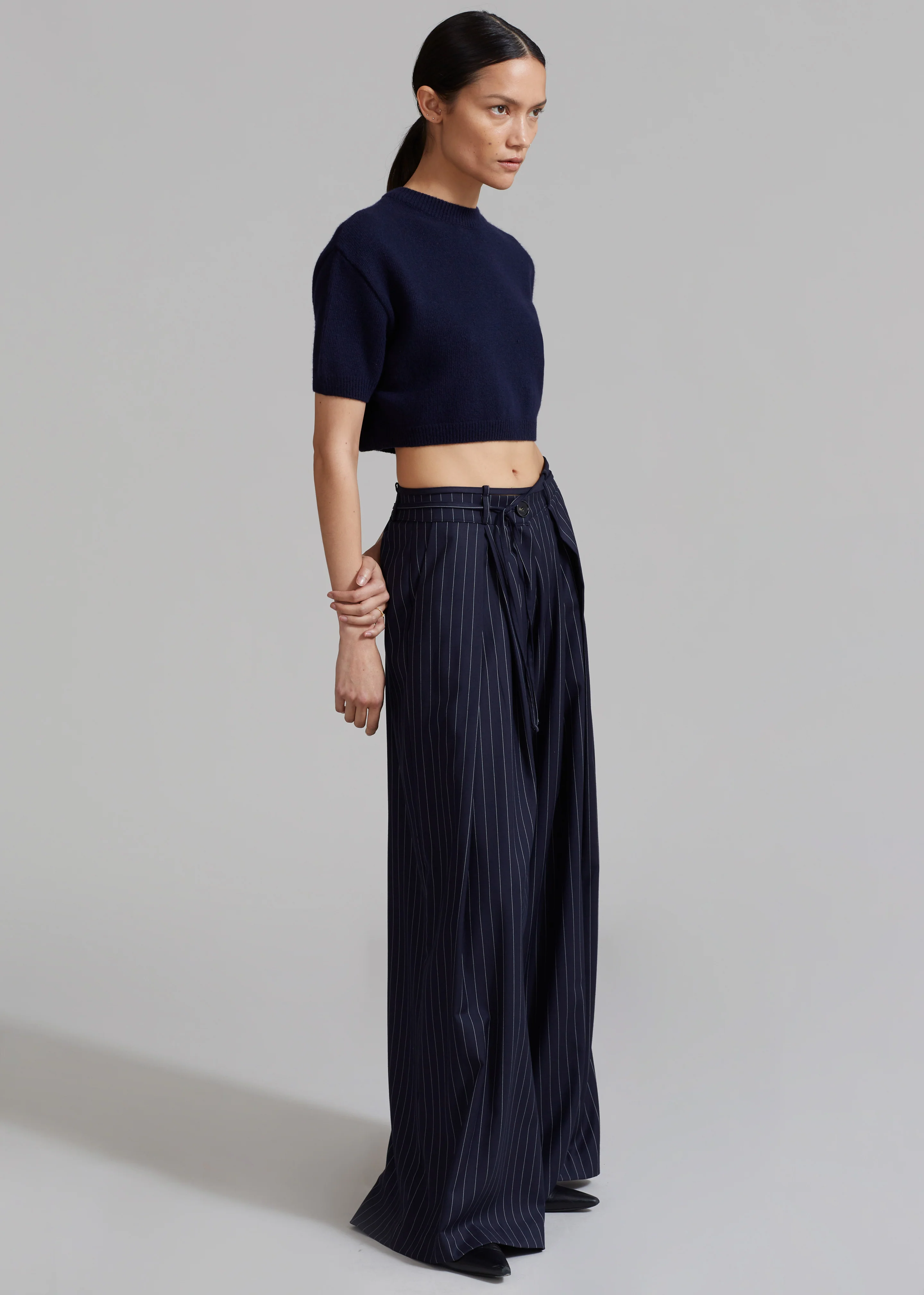 Noor Wide Pants - Navy Pinstripe - Image 6