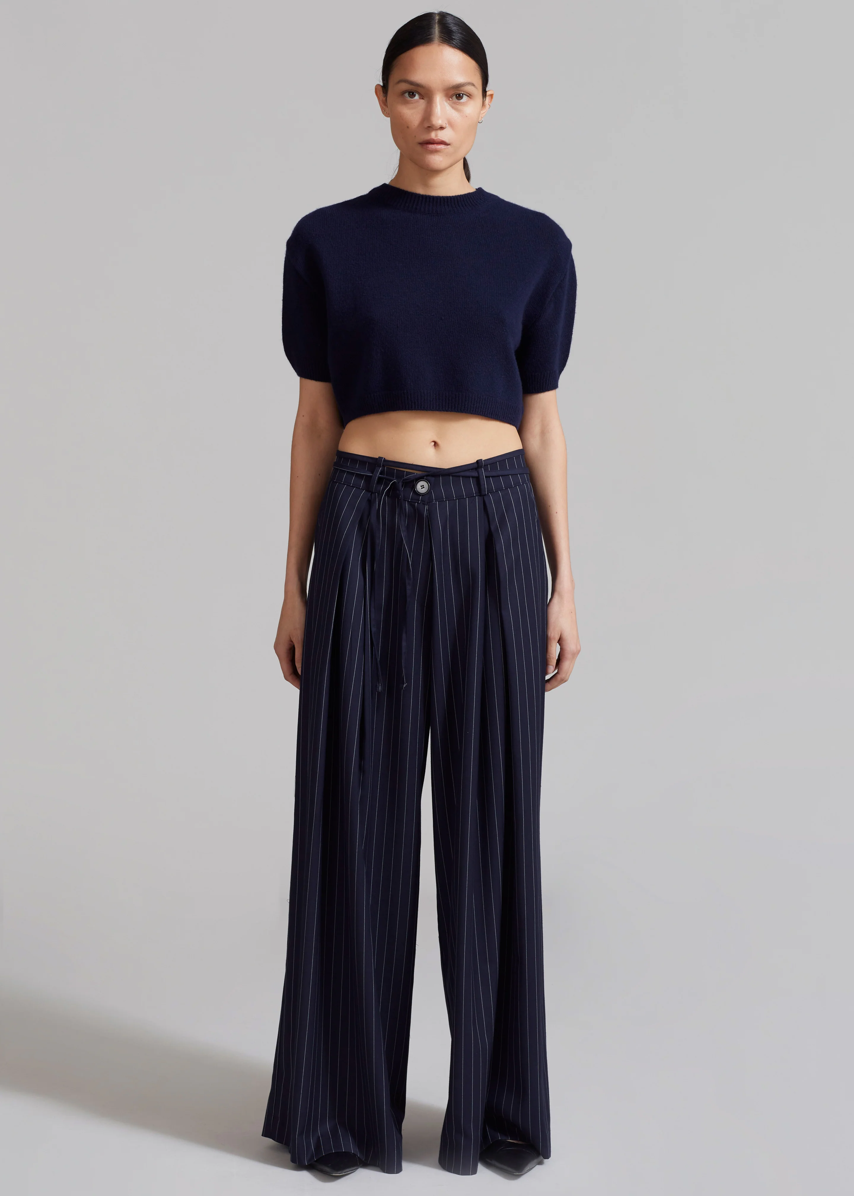 Noor Wide Pants - Navy Pinstripe - Image 8