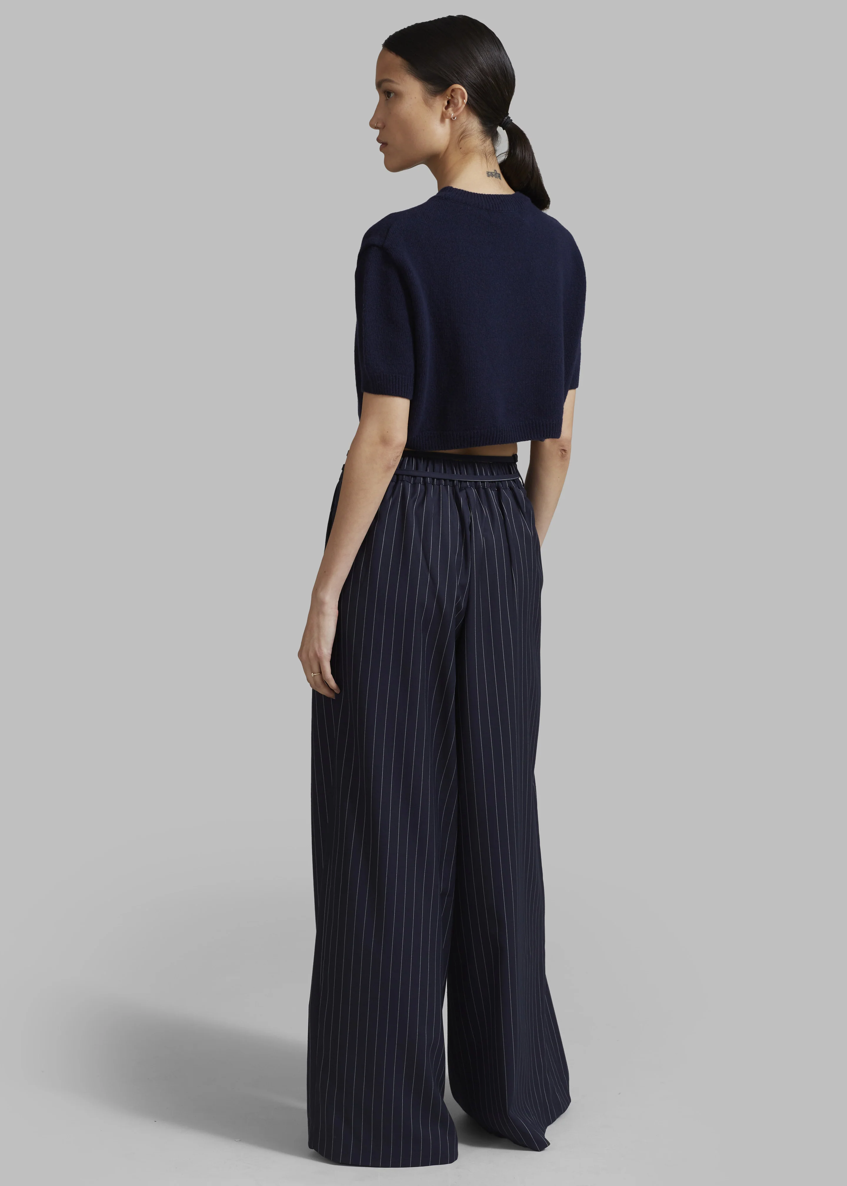 Noor Wide Pants - Navy Pinstripe - Image 9