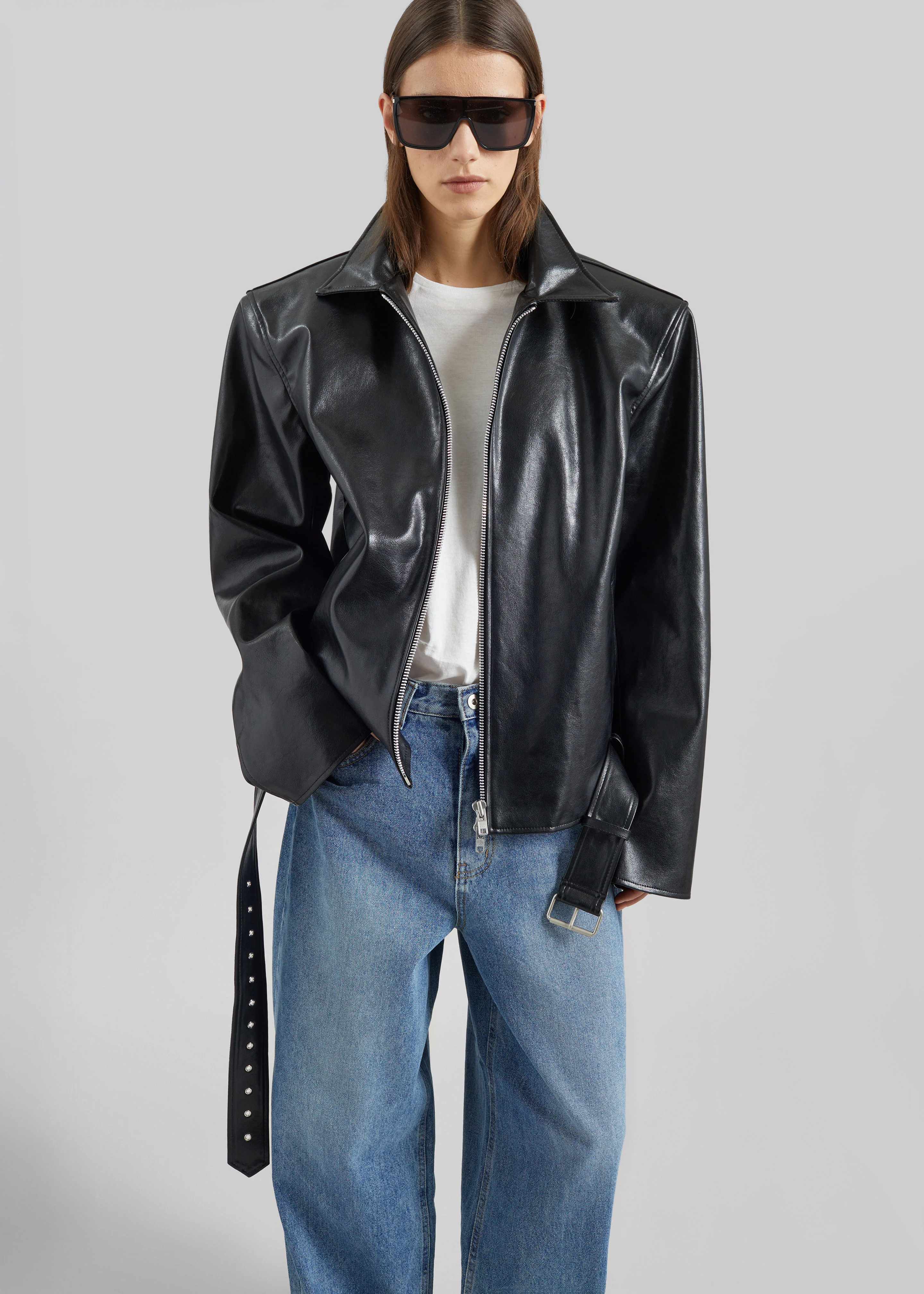 Norbury Faux Leather Jacket - Black - Image 5