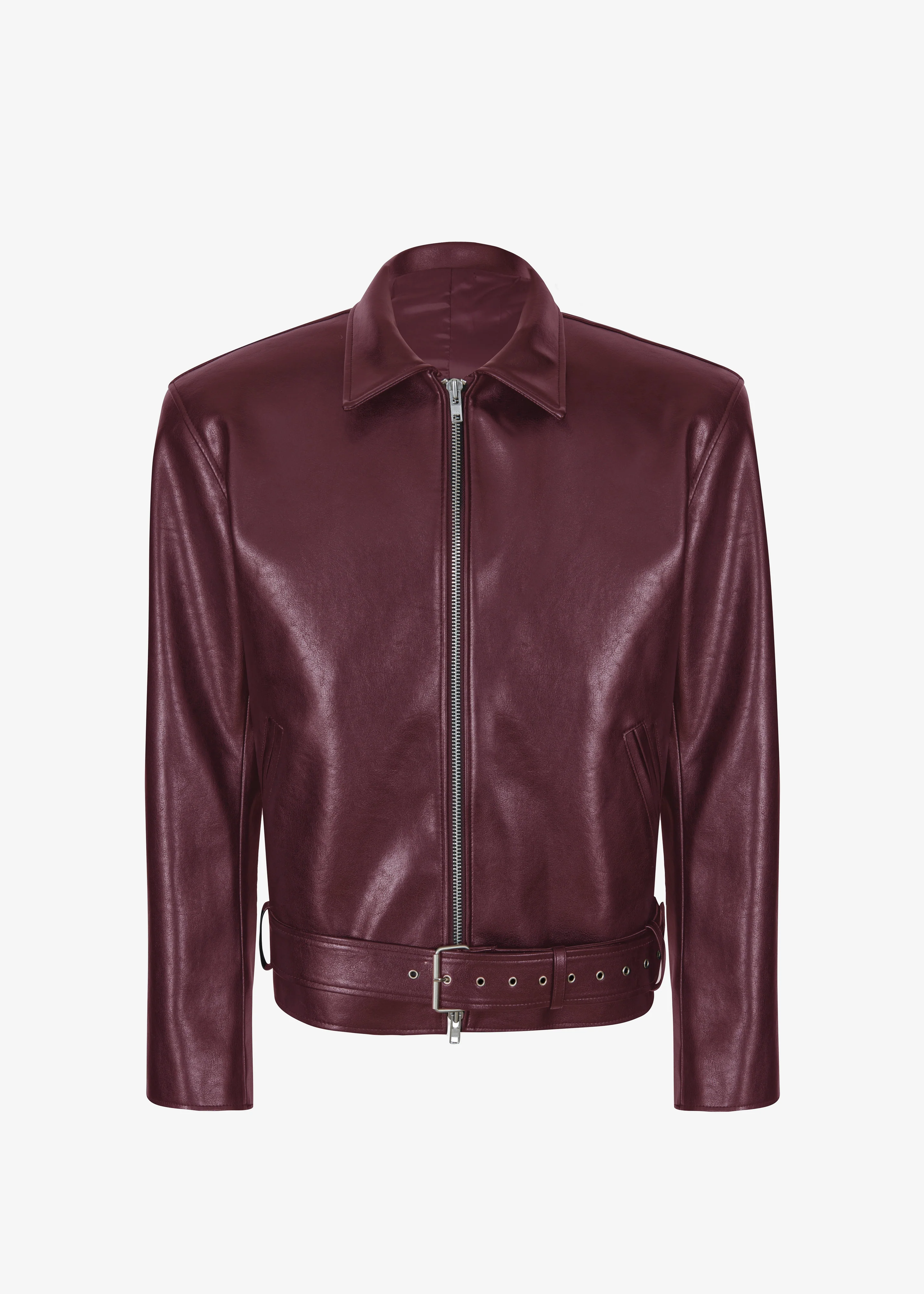 Norbury Faux Leather Jacket - Burgundy - Image 13