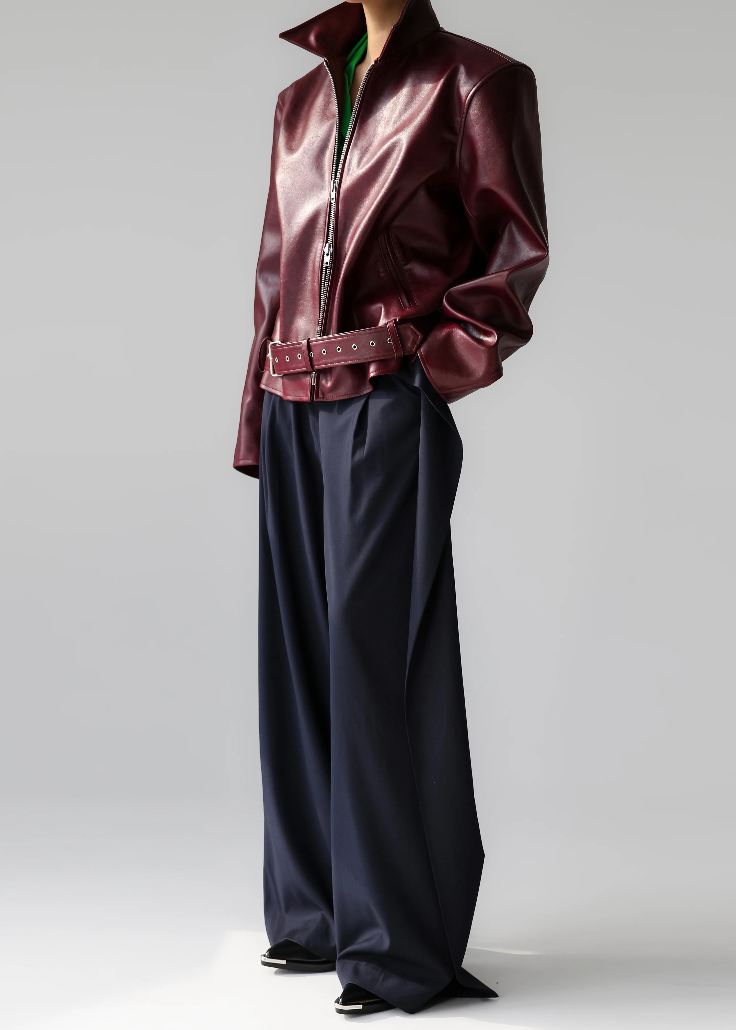 Norbury Faux Leather Jacket - Burgundy - Image 4