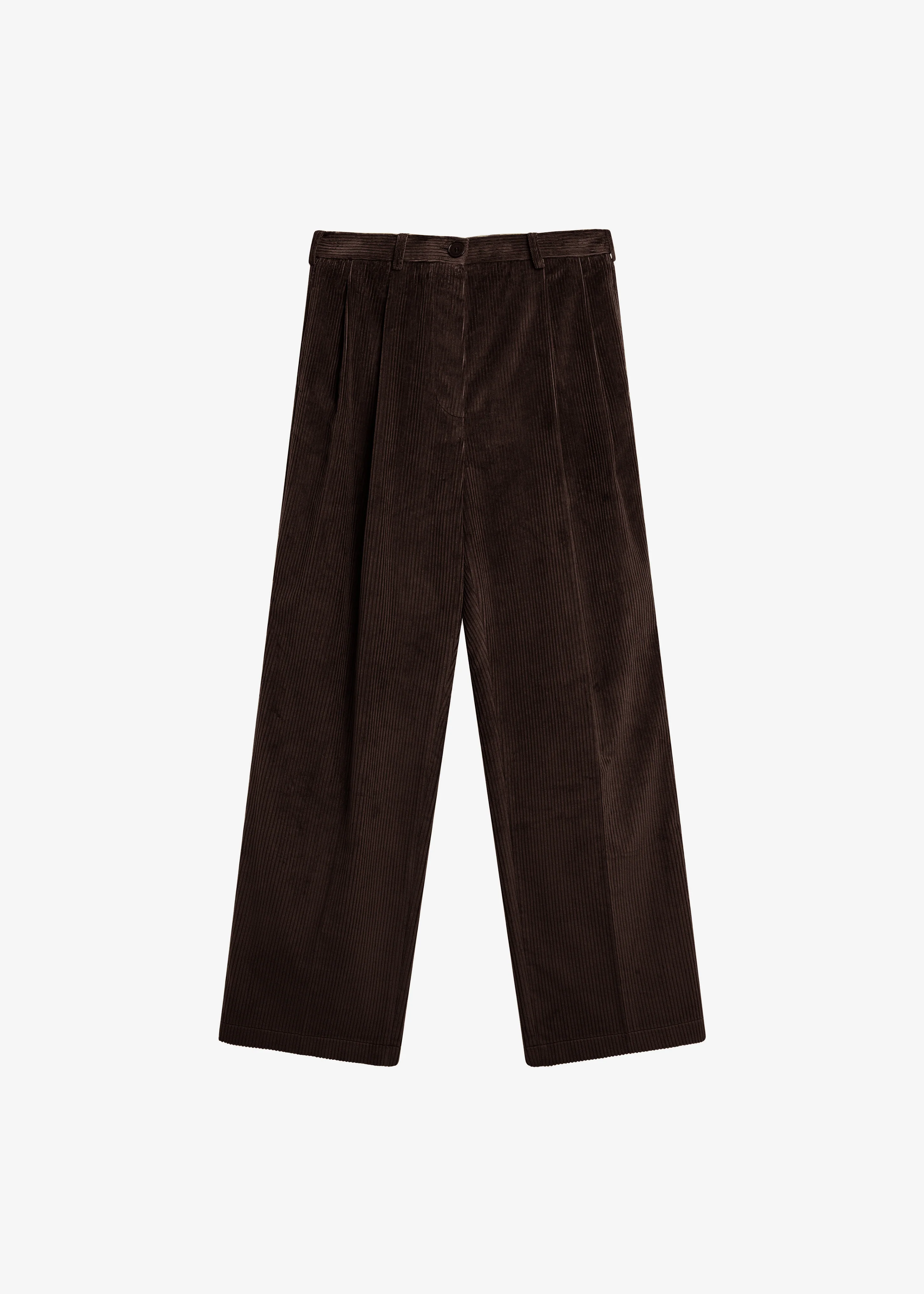 Norstrand Pleated Corduroy Trousers - Dark Brown - Image 6