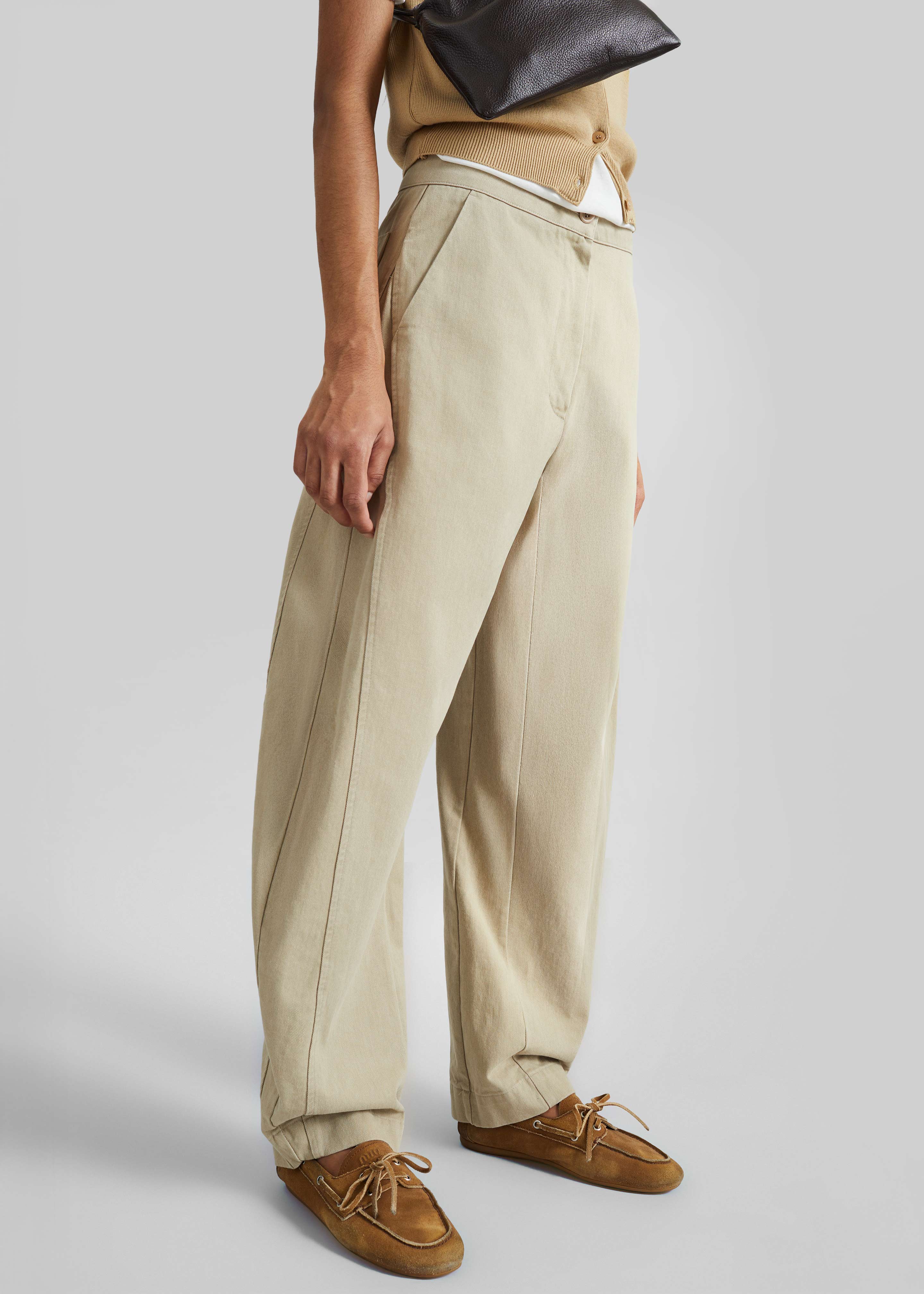 Noyon Barrel Leg Pants - Beige - Image 4