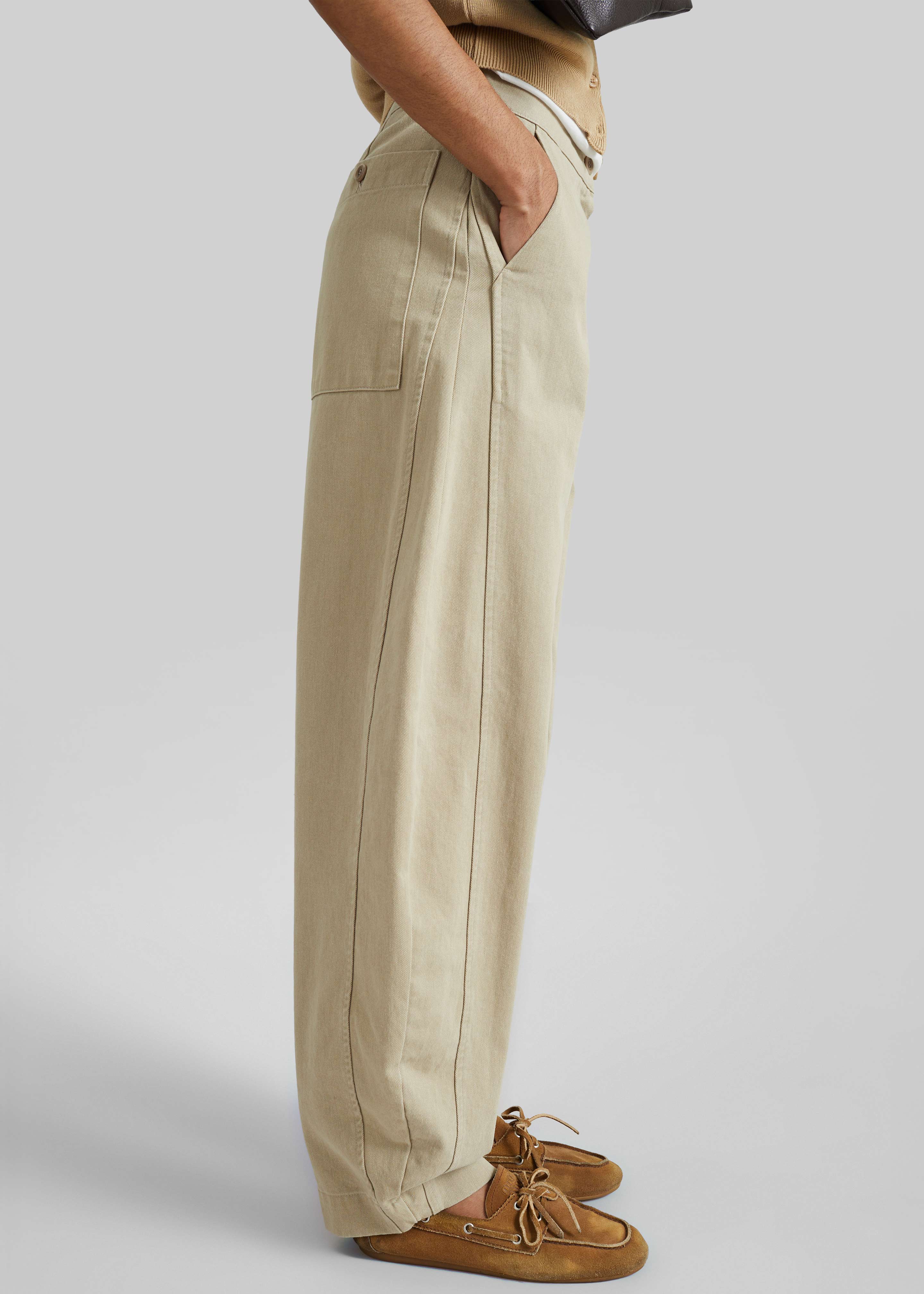 Noyon Barrel Leg Pants - Beige - Image 5