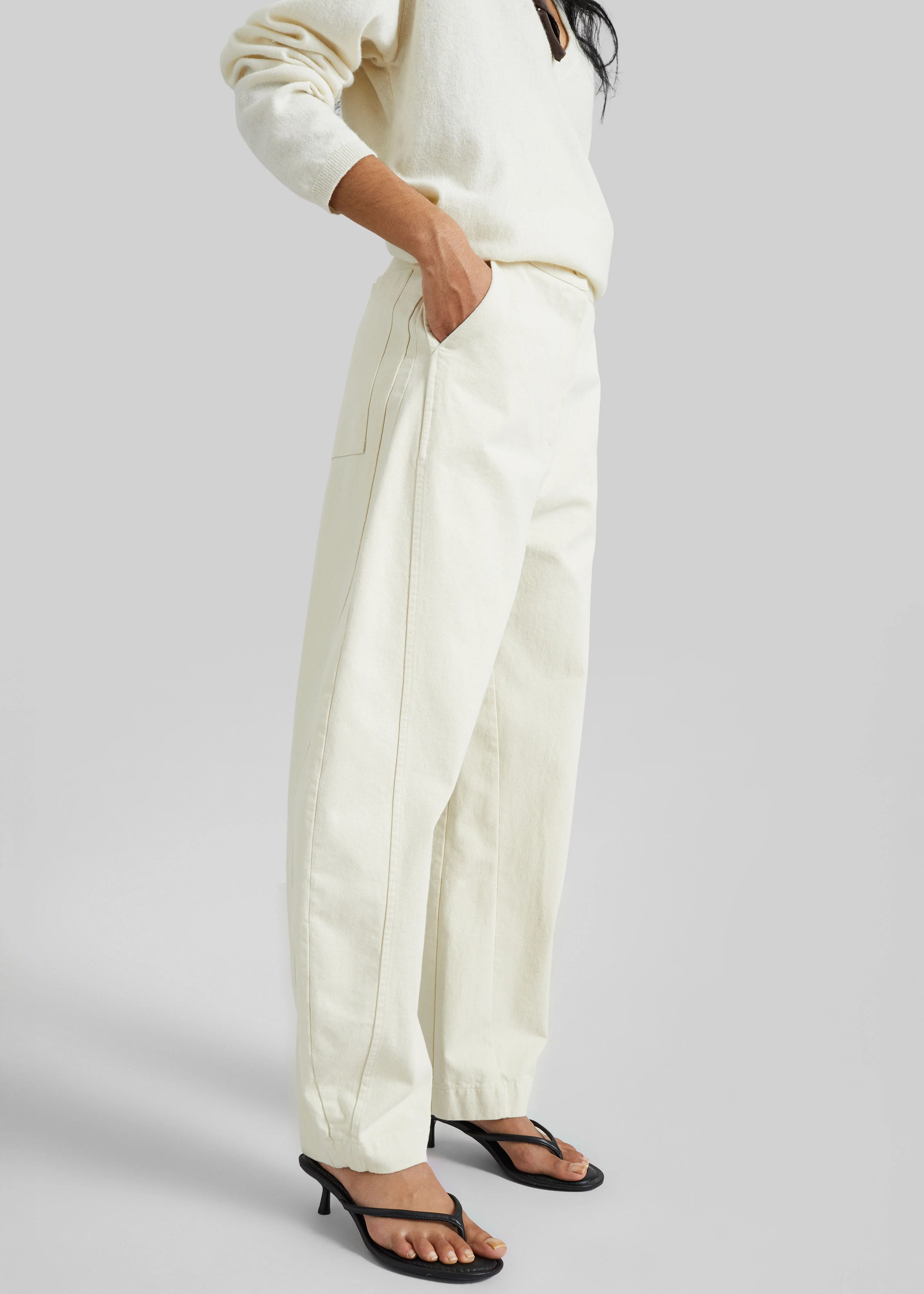 Noyon Barrel Leg Pants - Cream - Image 3