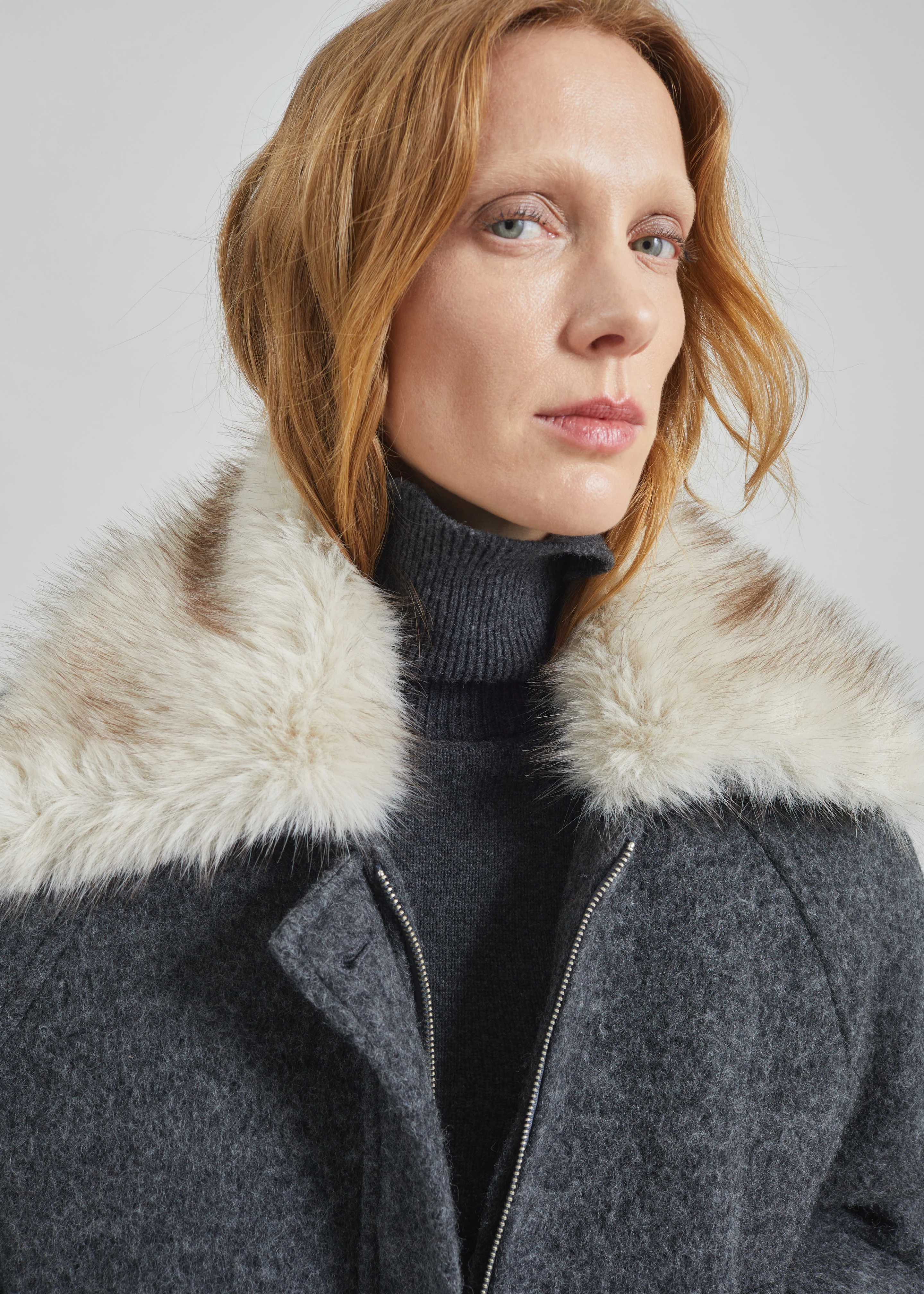 Nyborg Wool Quilted Jacket - Dark Grey - Image 6