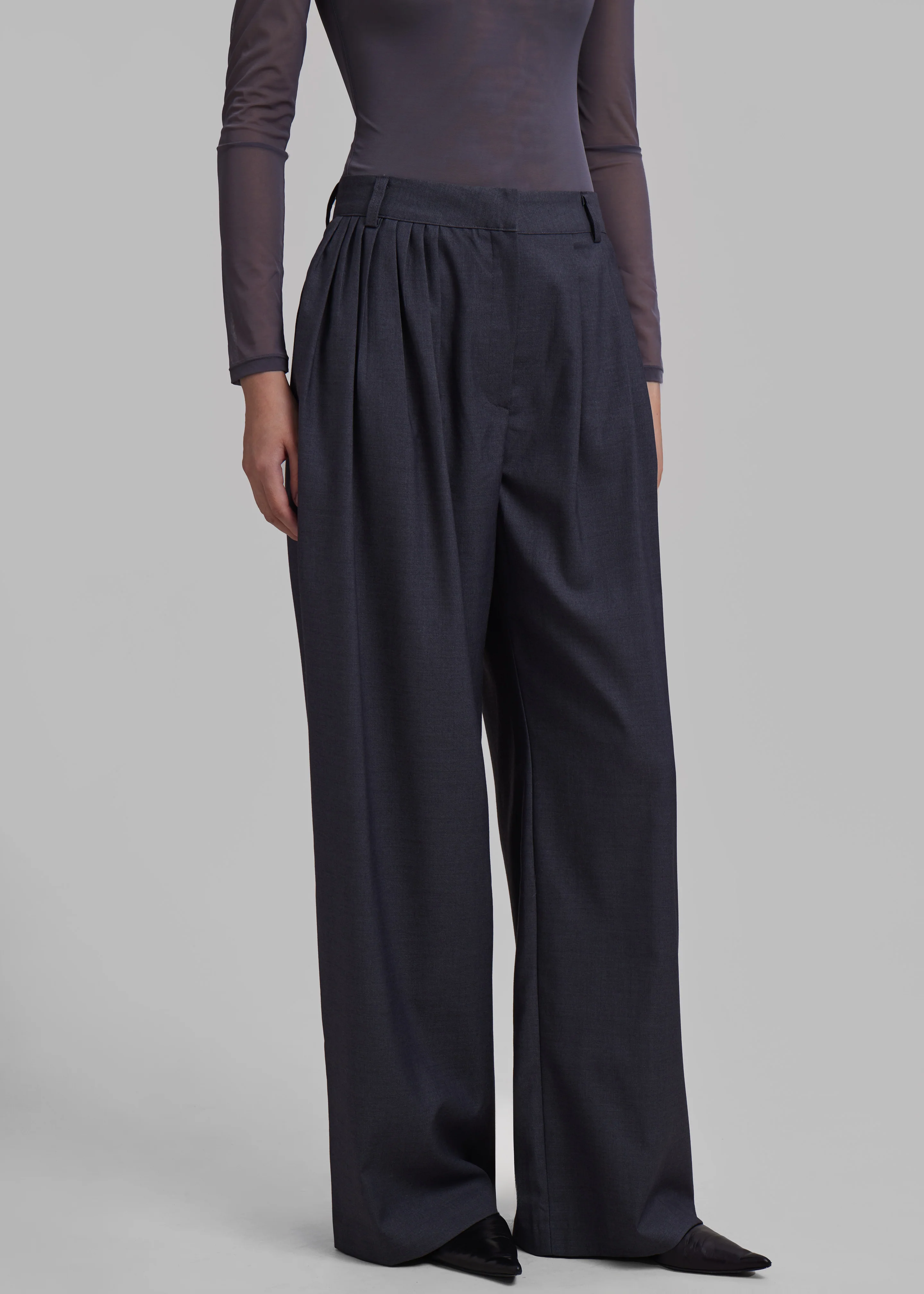 Nyla Pleated Pants - Charcoal - Image 11