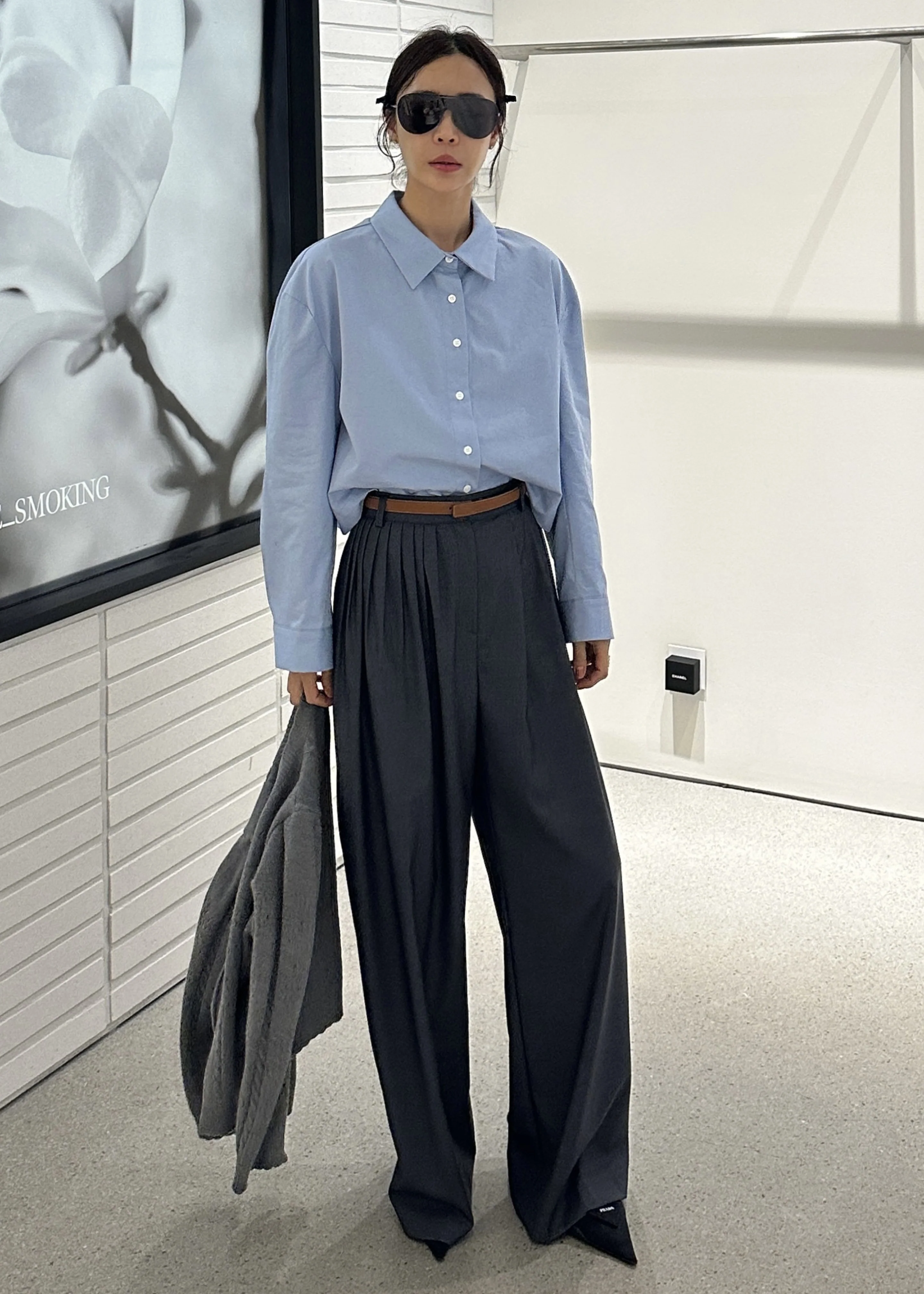 Nyla Pleated Pants - Charcoal - Image 2