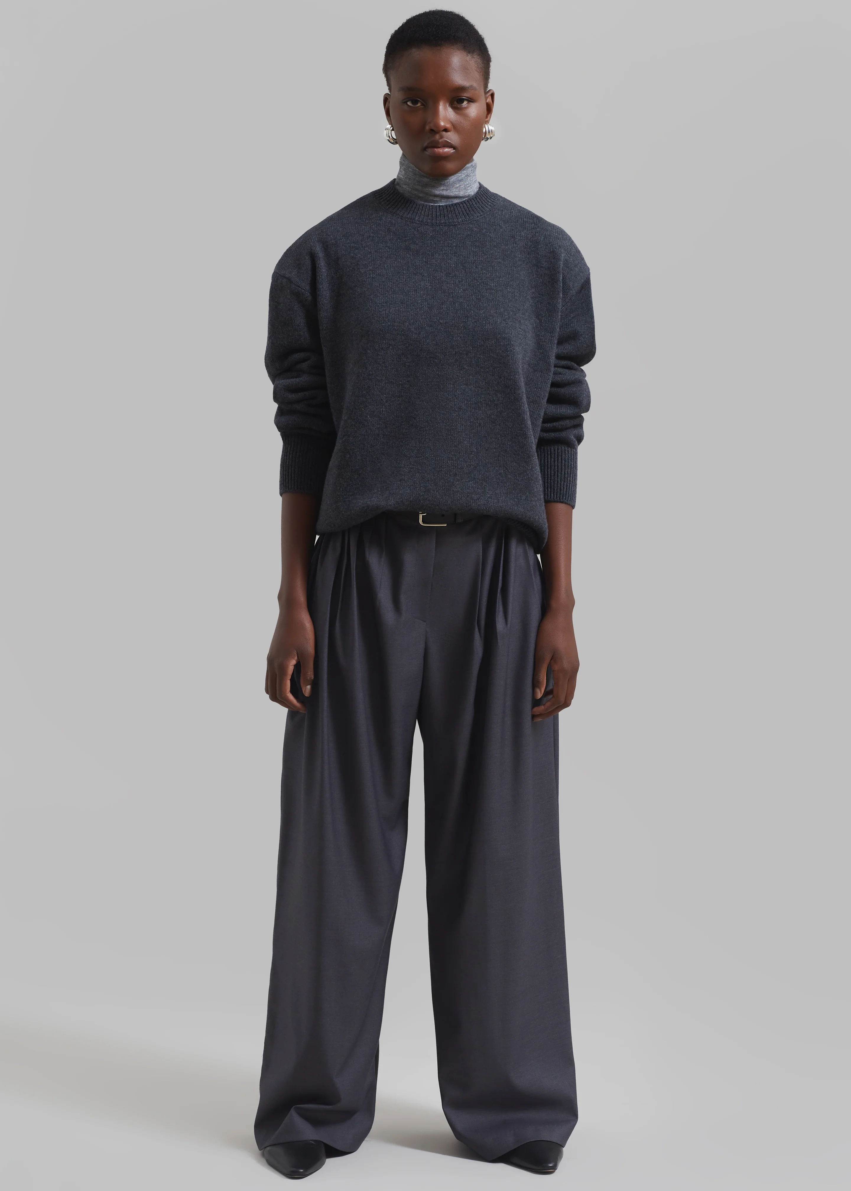 Nyla Pleated Pants - Charcoal - Image 3