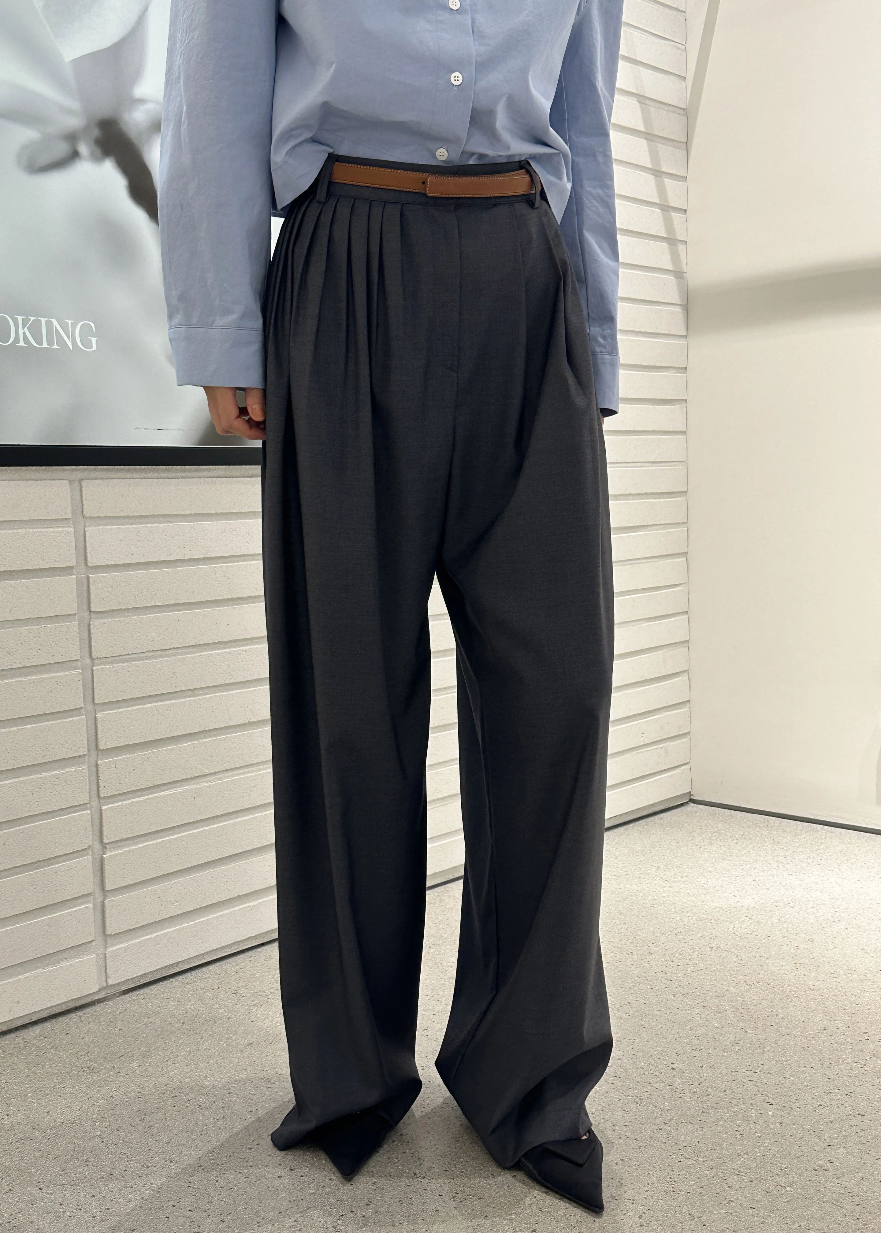 Nyla Pleated Pants - Charcoal - Image 7