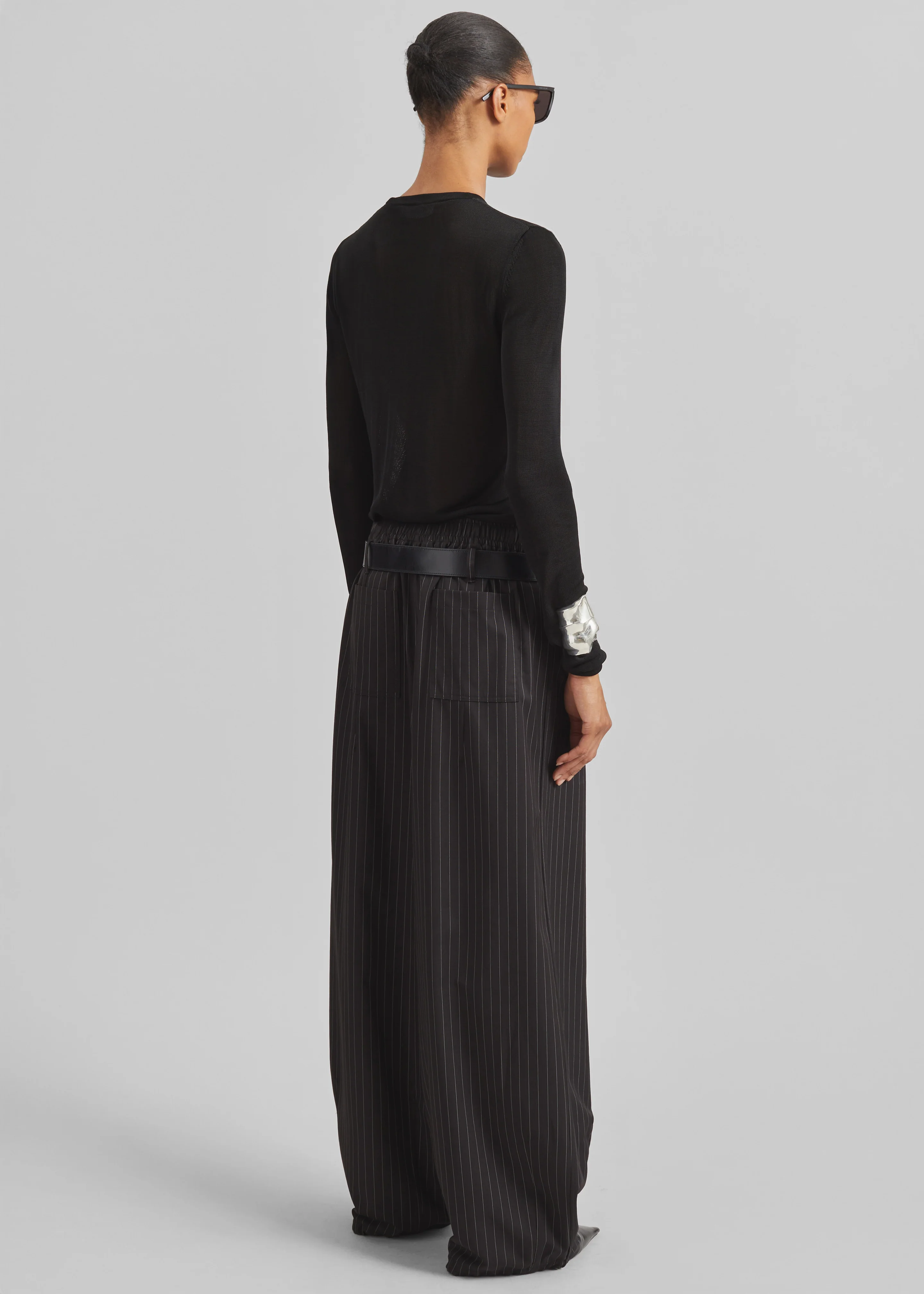 Oakdale Track Pants - Black/White Pinstripe - Image 6