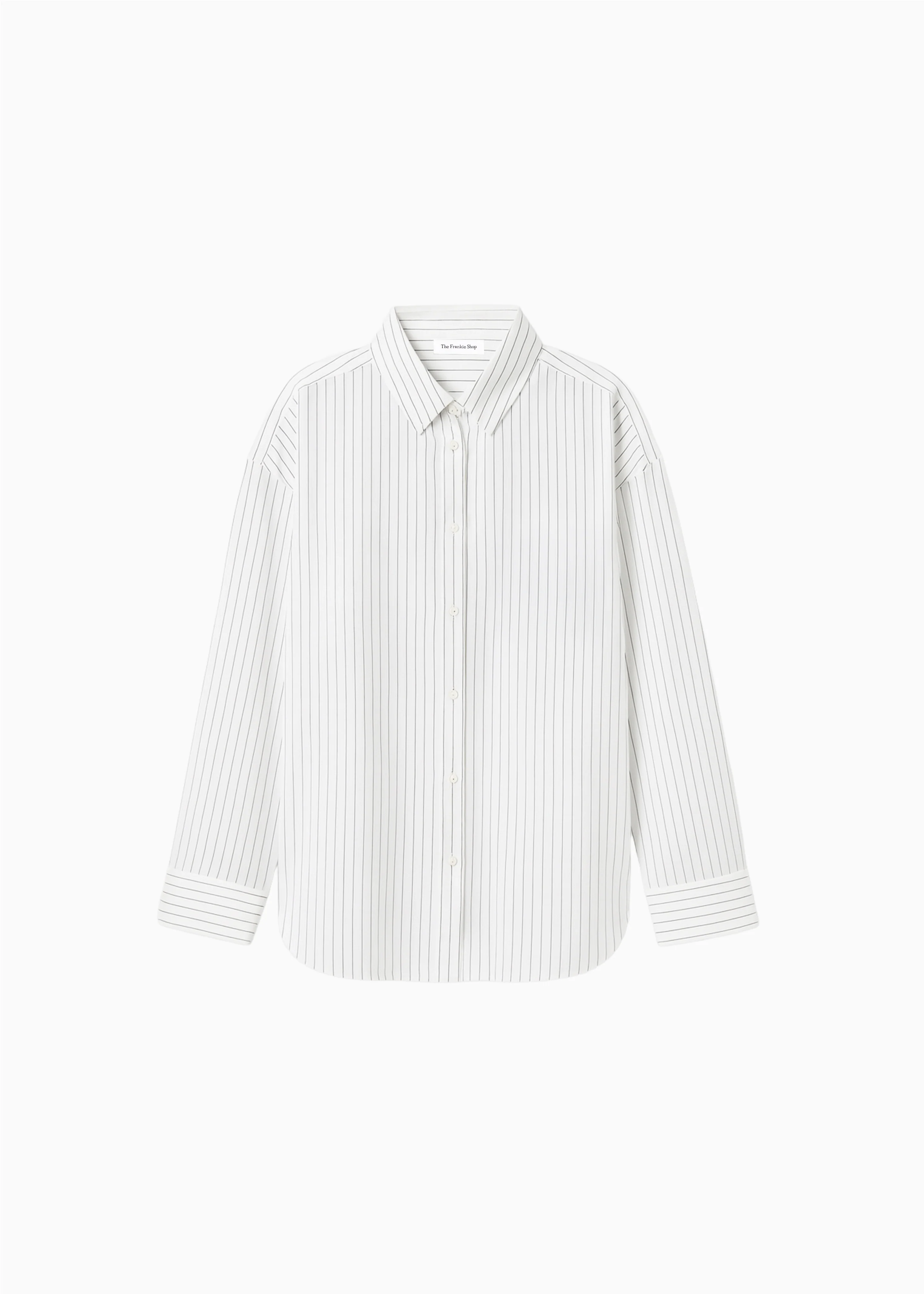 Oana Fluid Button-Up Shirt - White/Black Stripe - Image 9