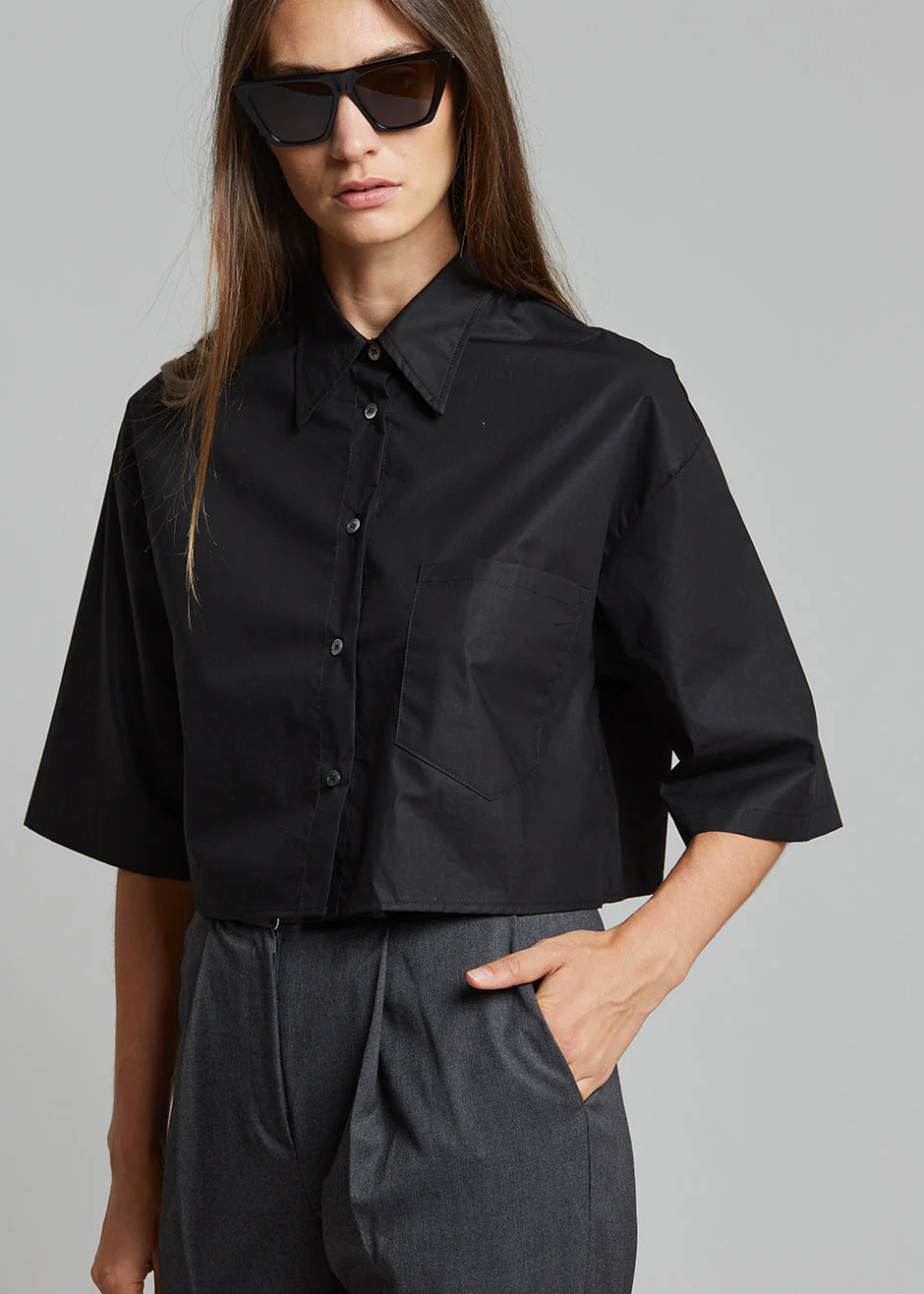 Odem Cropped Shirt - Black - Image 4