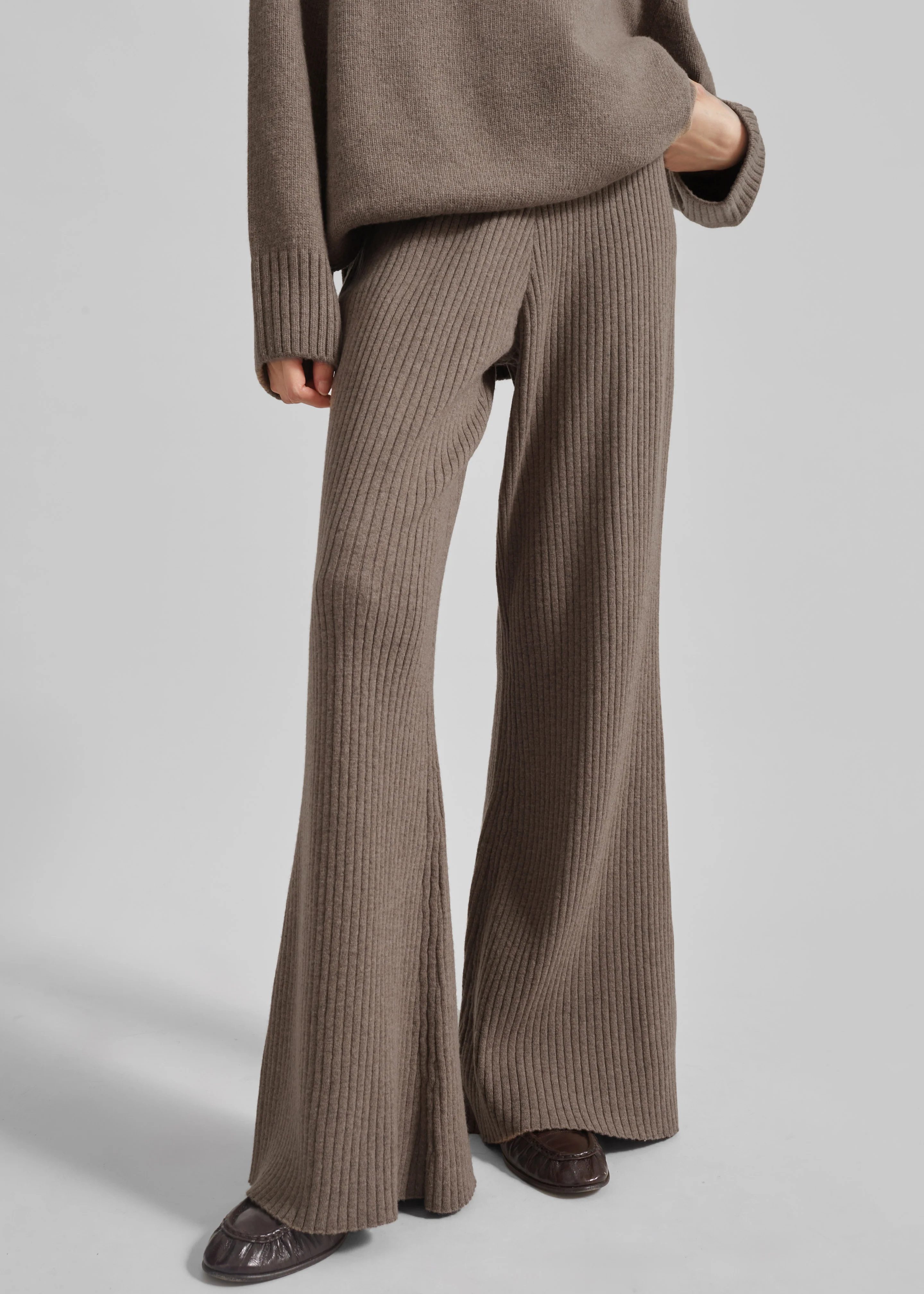 Odense Ribbed Flared Pants - Brown - Image 4