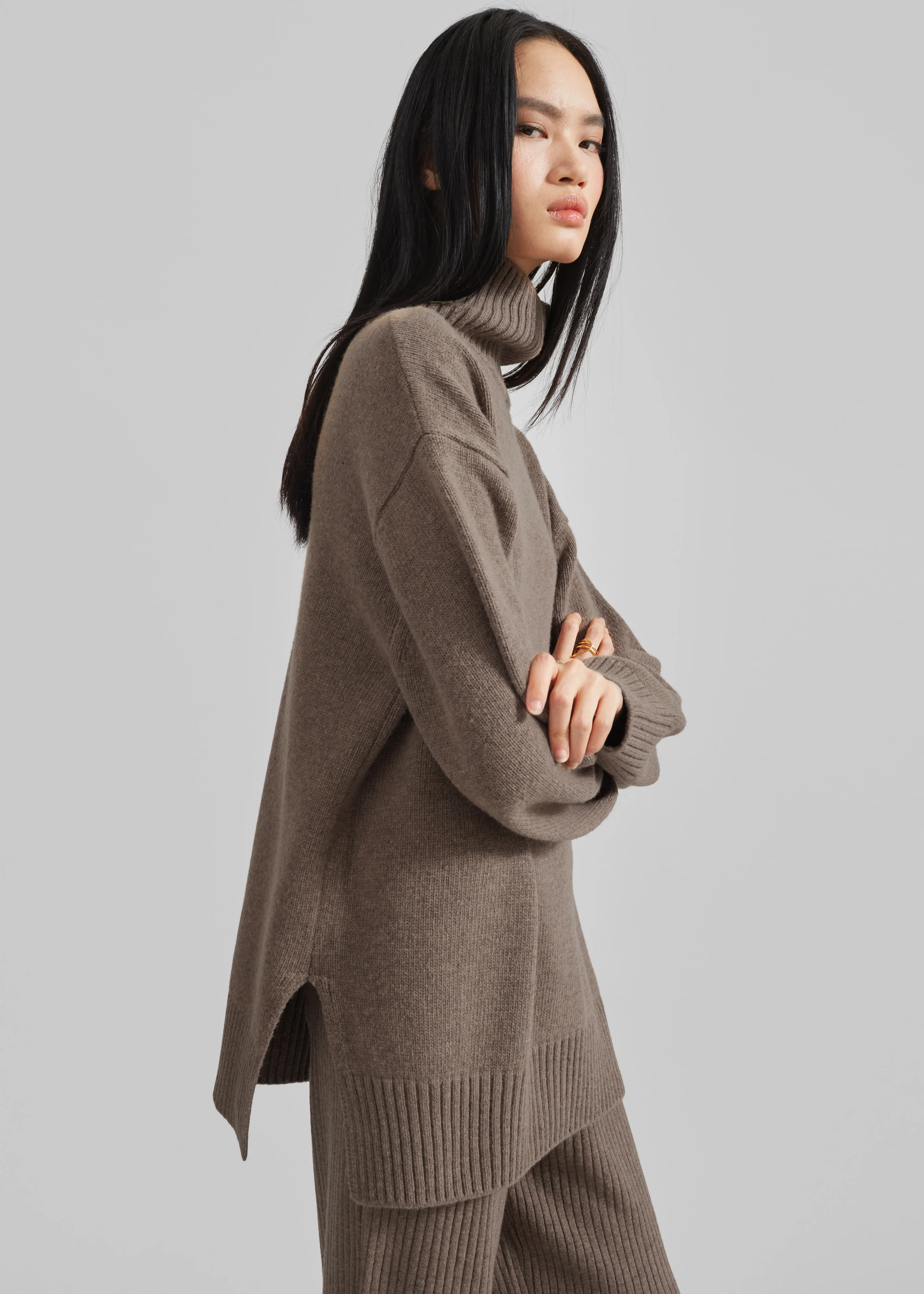Odense Ribbed Flared Pants - Brown - Image 9