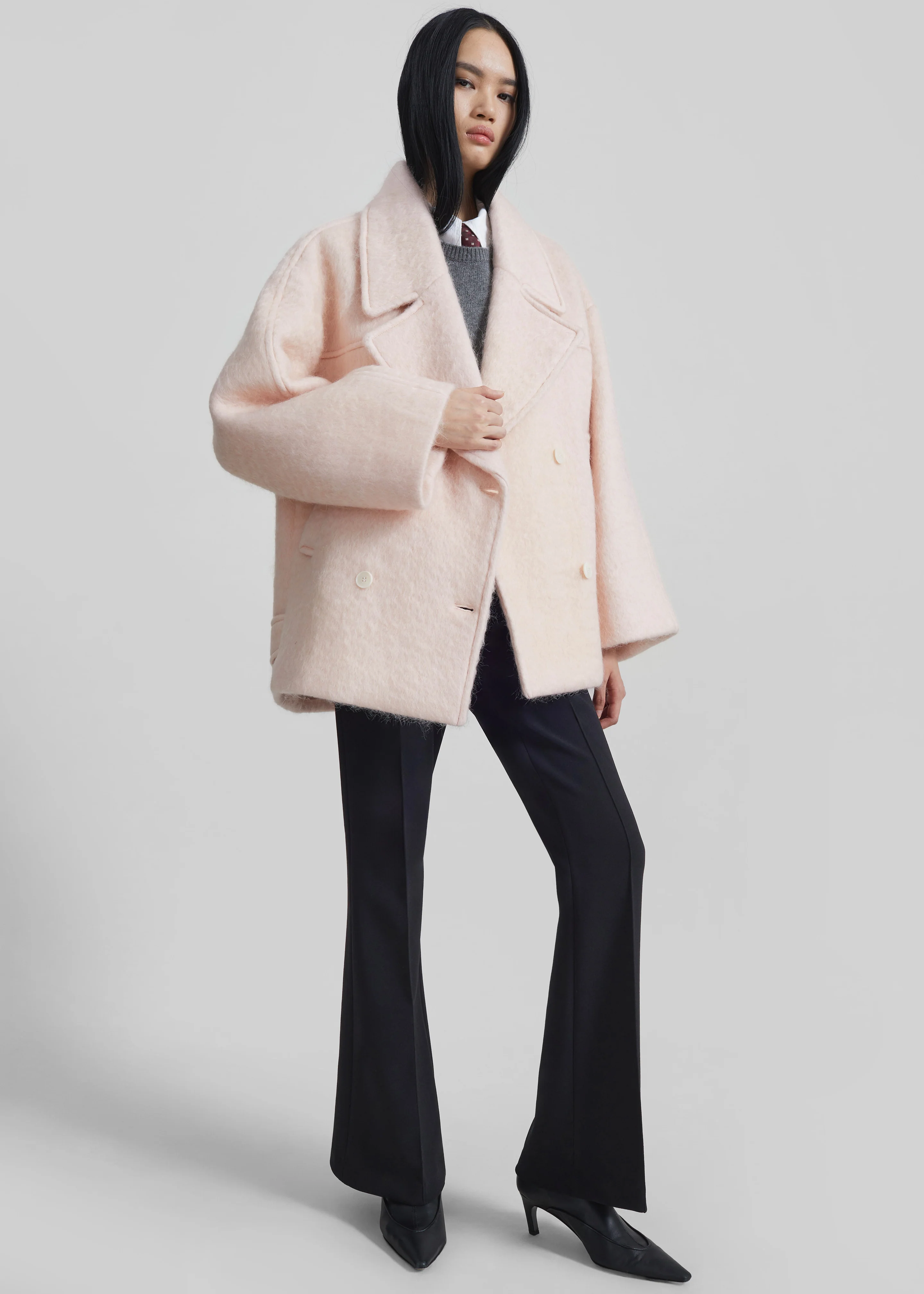 Odeone Brushed Wool Peacoat - Faded Pink - Image 2