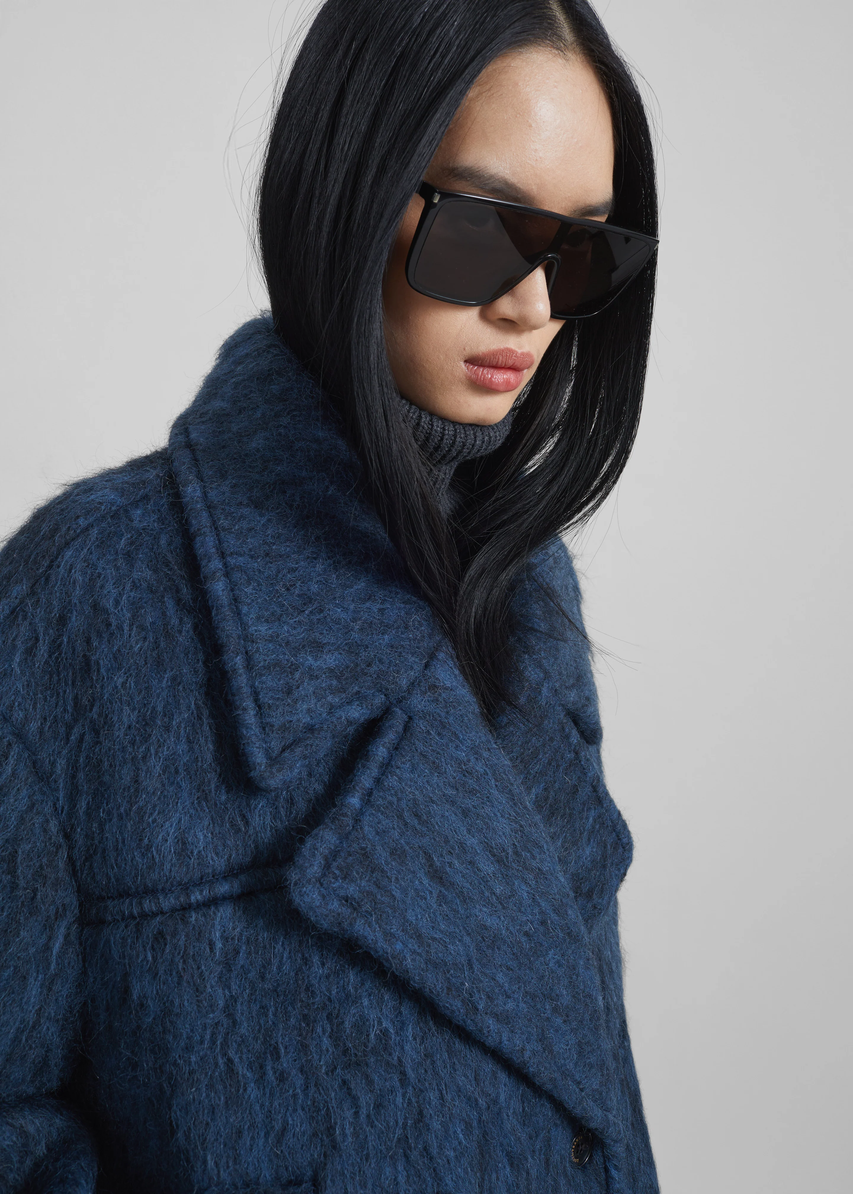 Odeone Brushed Wool Peacoat - Navy Melange - Image 5