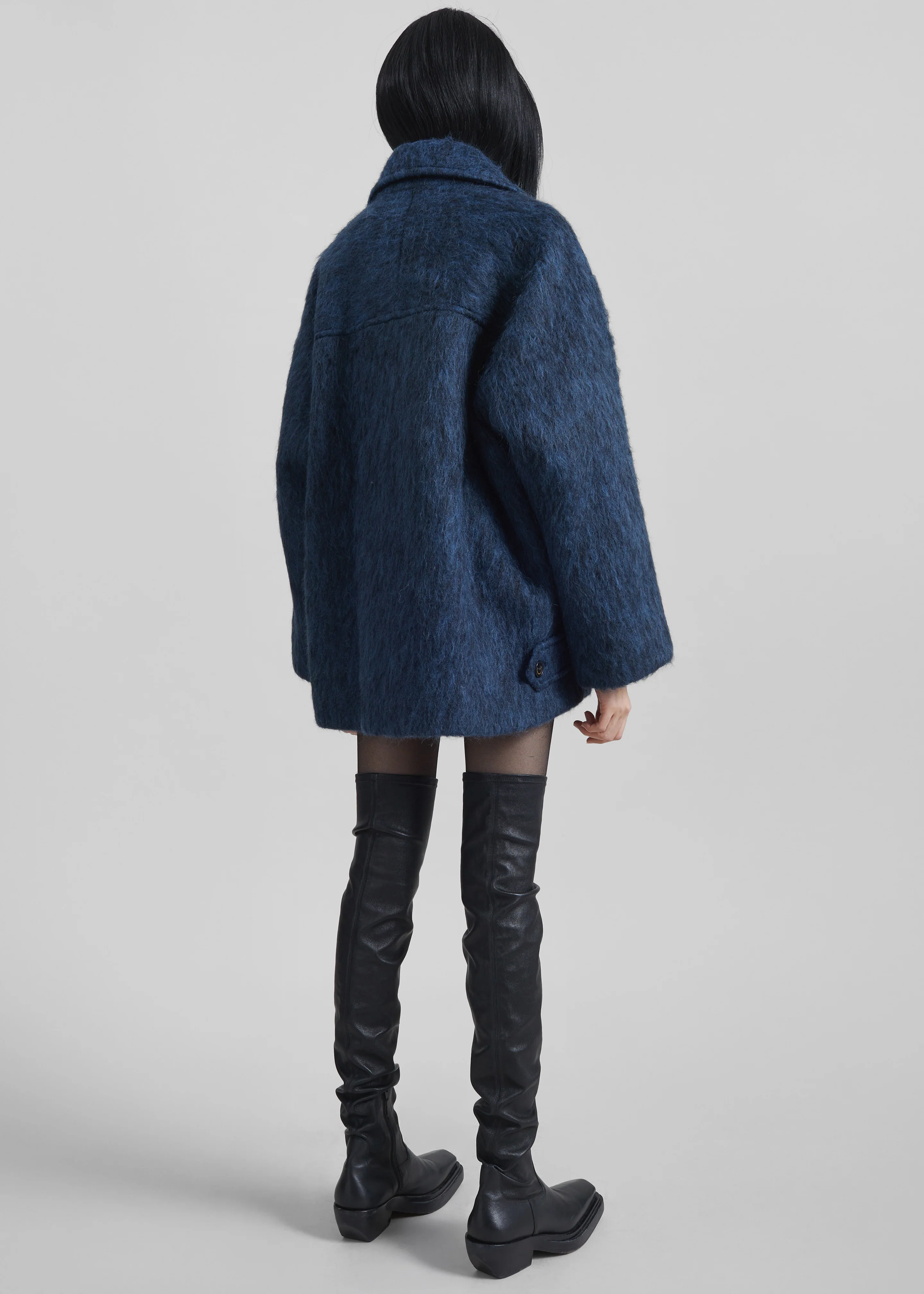 Odeone Brushed Wool Peacoat - Navy Melange - Image 8