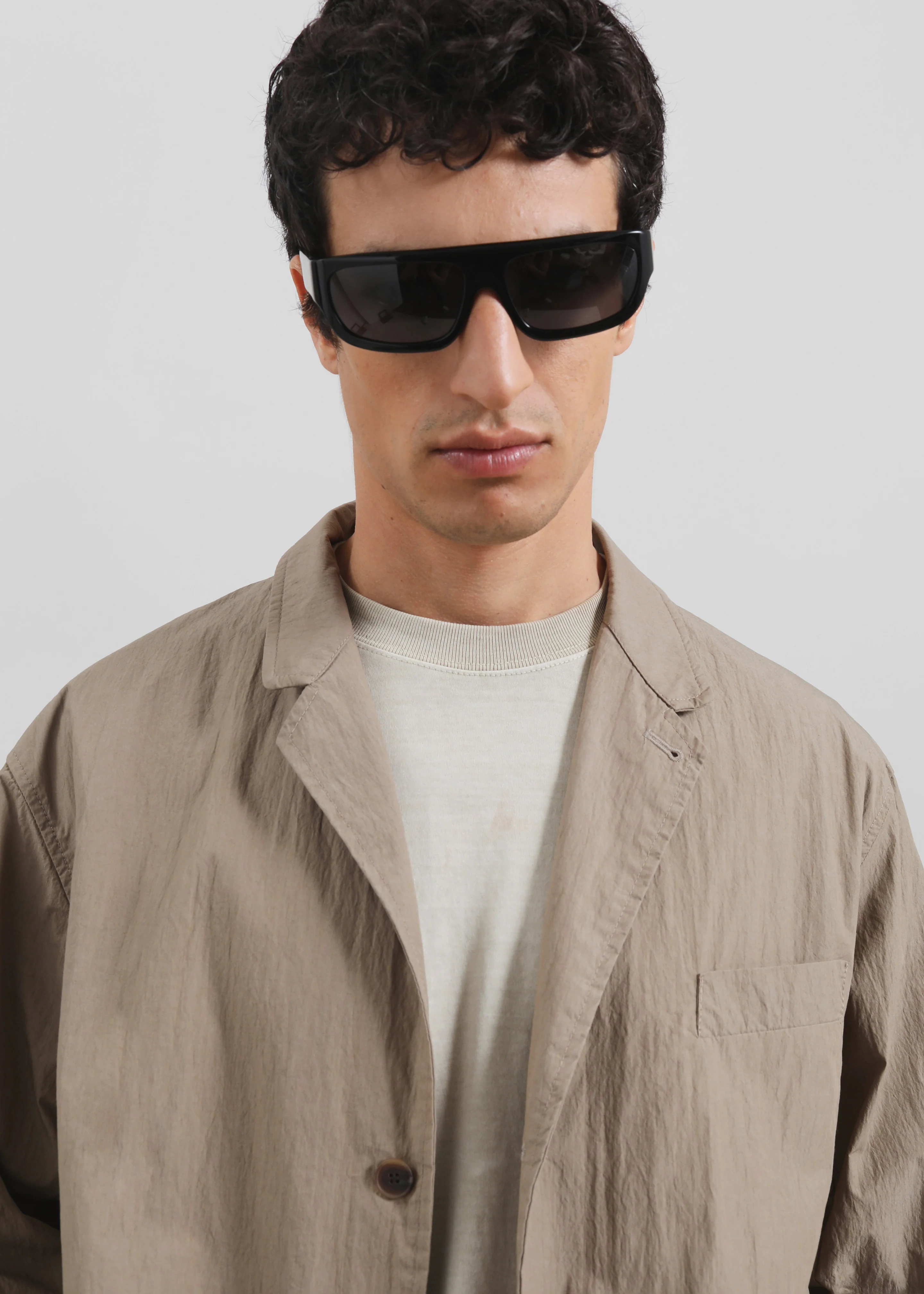 Ohio Crinkled Poplin Blazer - Taupe - Image 2