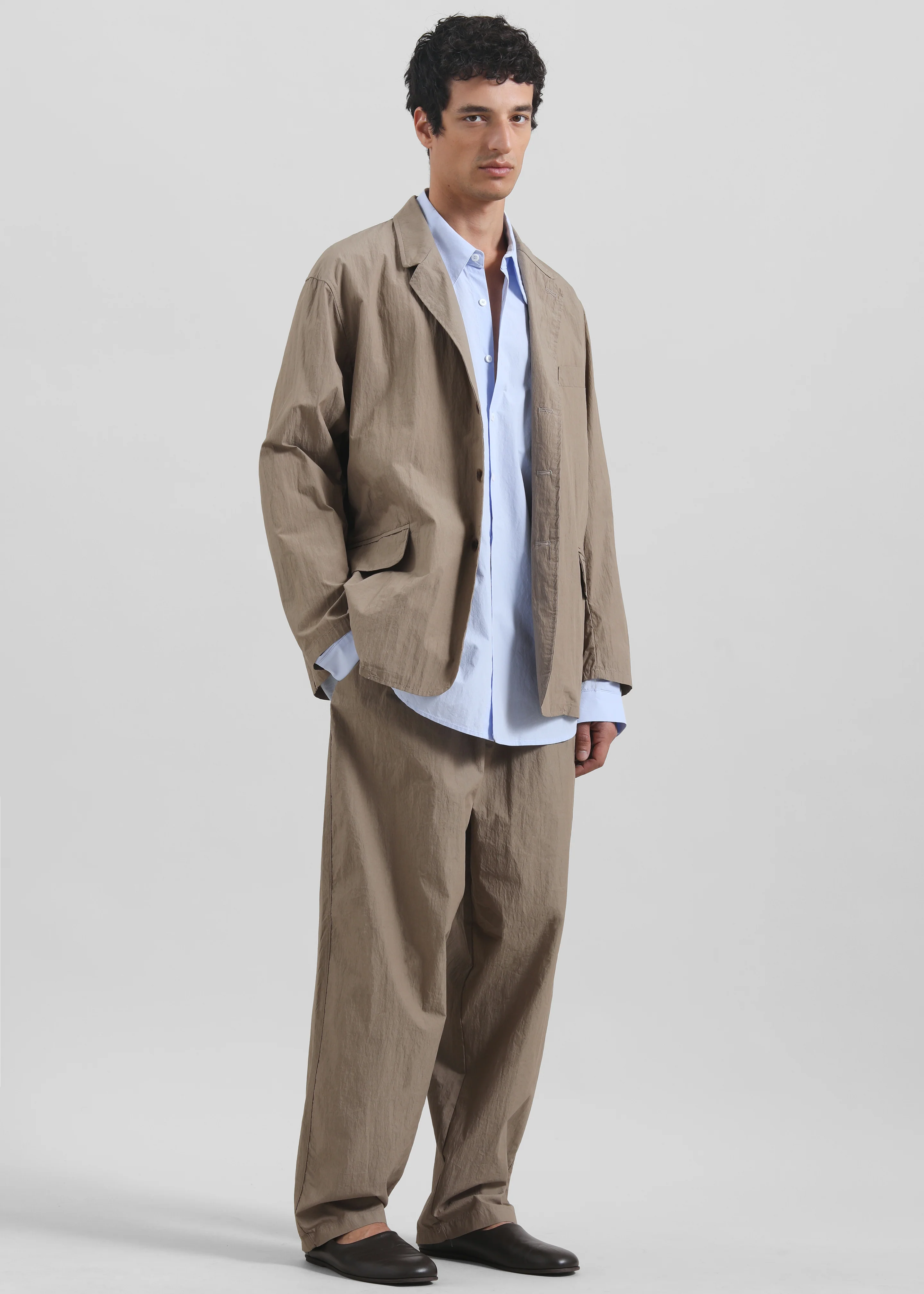 Ohio Crinkled Poplin Blazer - Taupe - Image 7