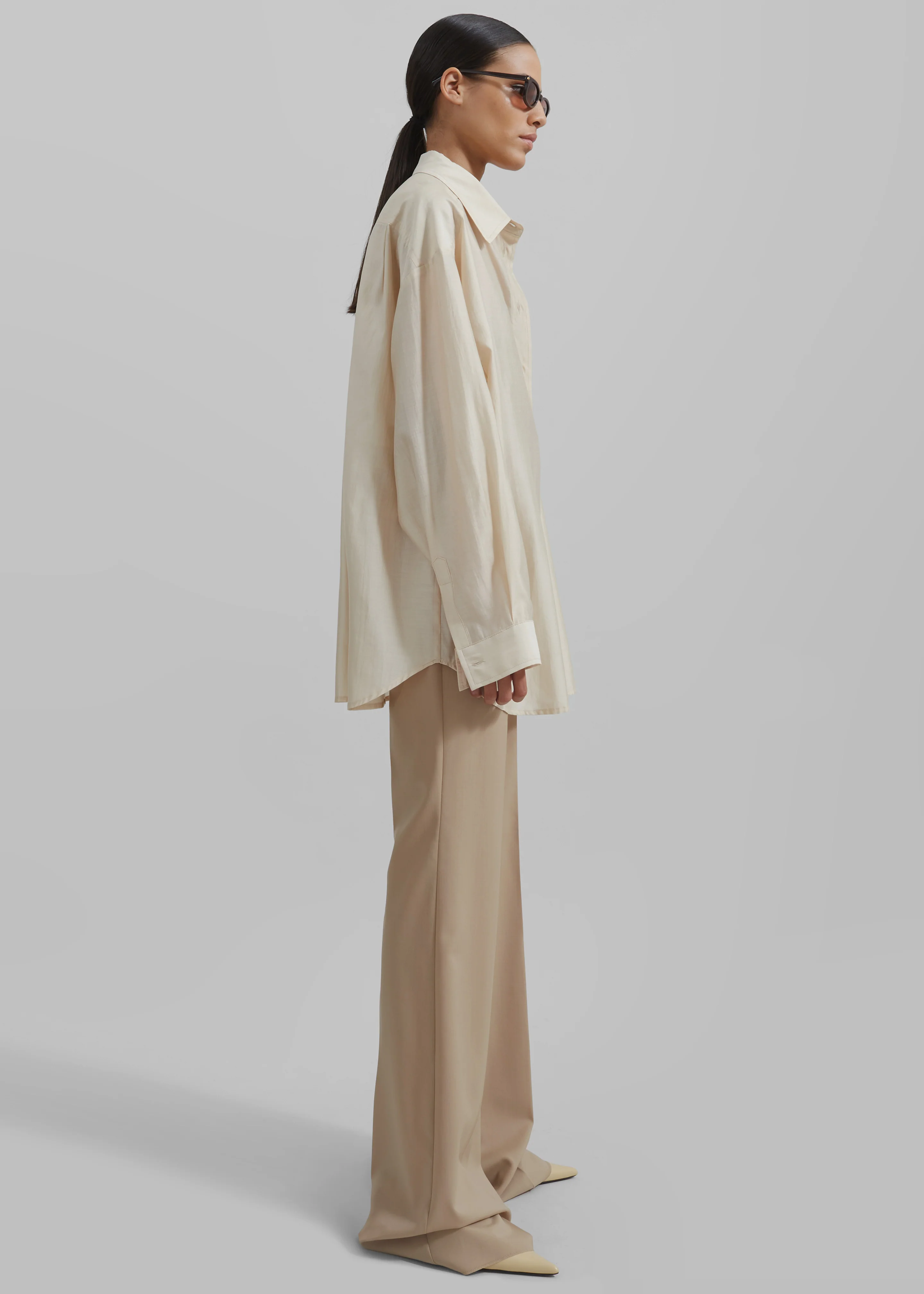 Ola Semi-Sheer Button Up Shirt - Ivory - Image 5
