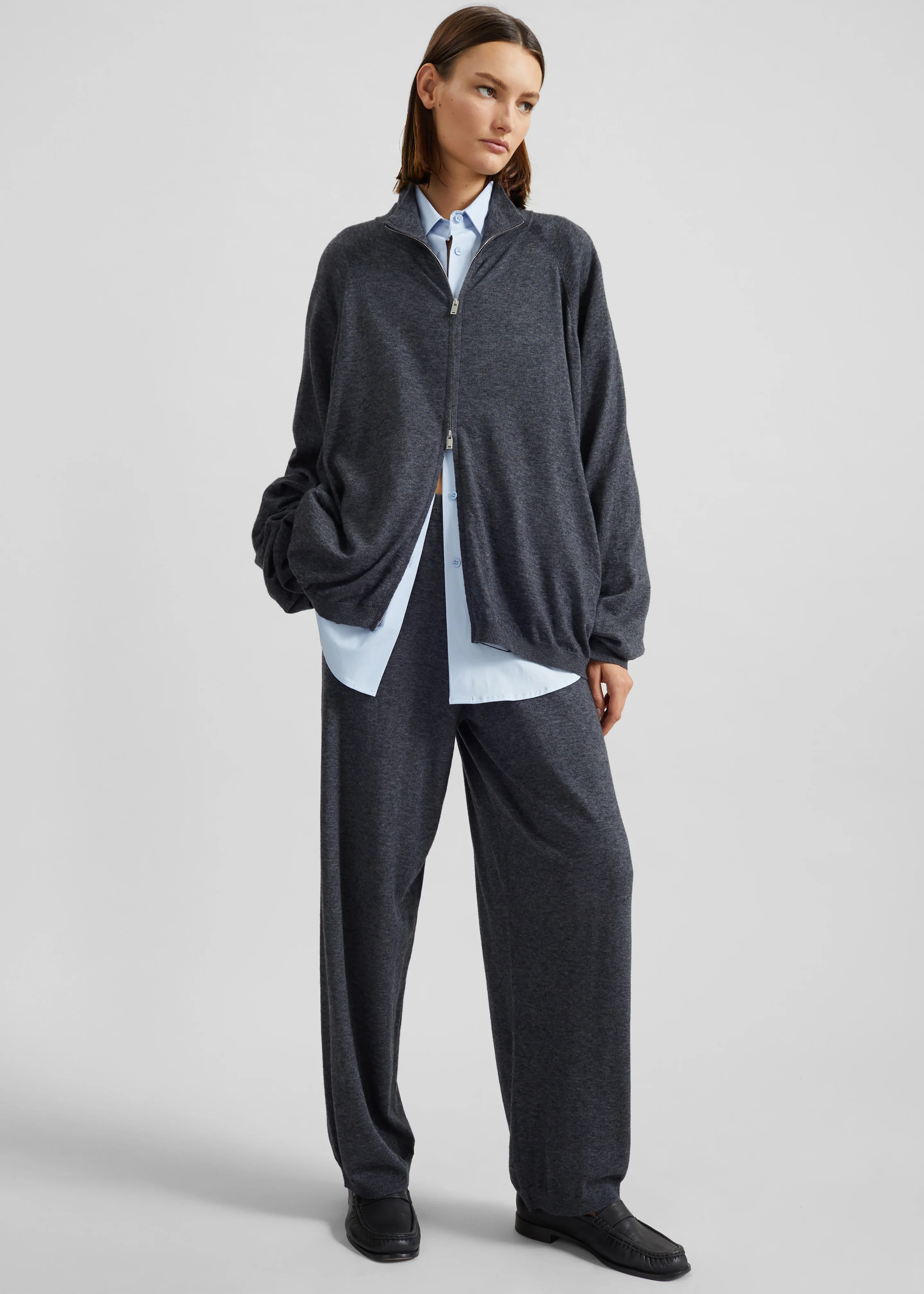 Olia Knit Joggers - Dark Grey Melange - Image 2