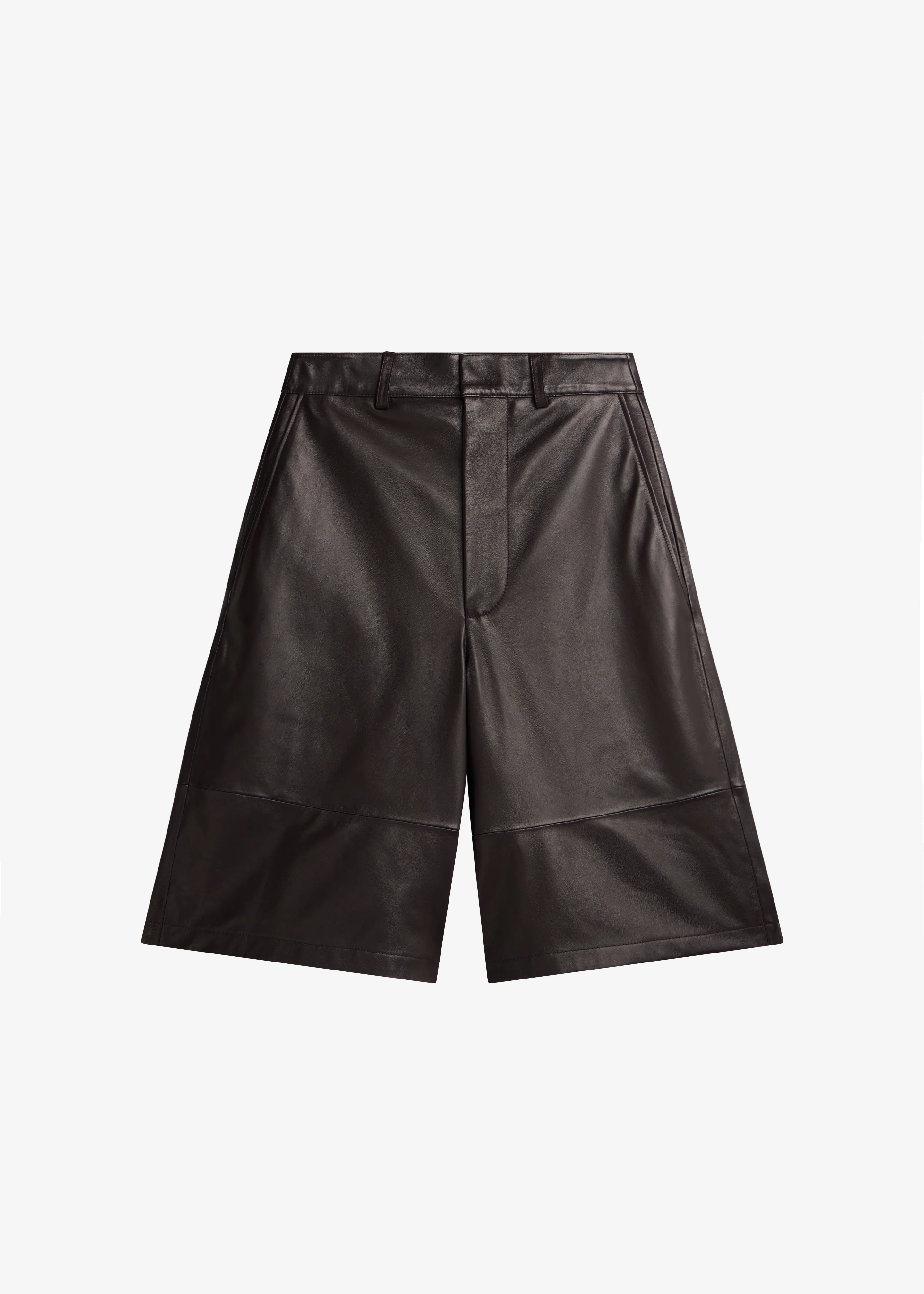 Olivia Leather Bermuda Shorts - Dark Brown - Image 11